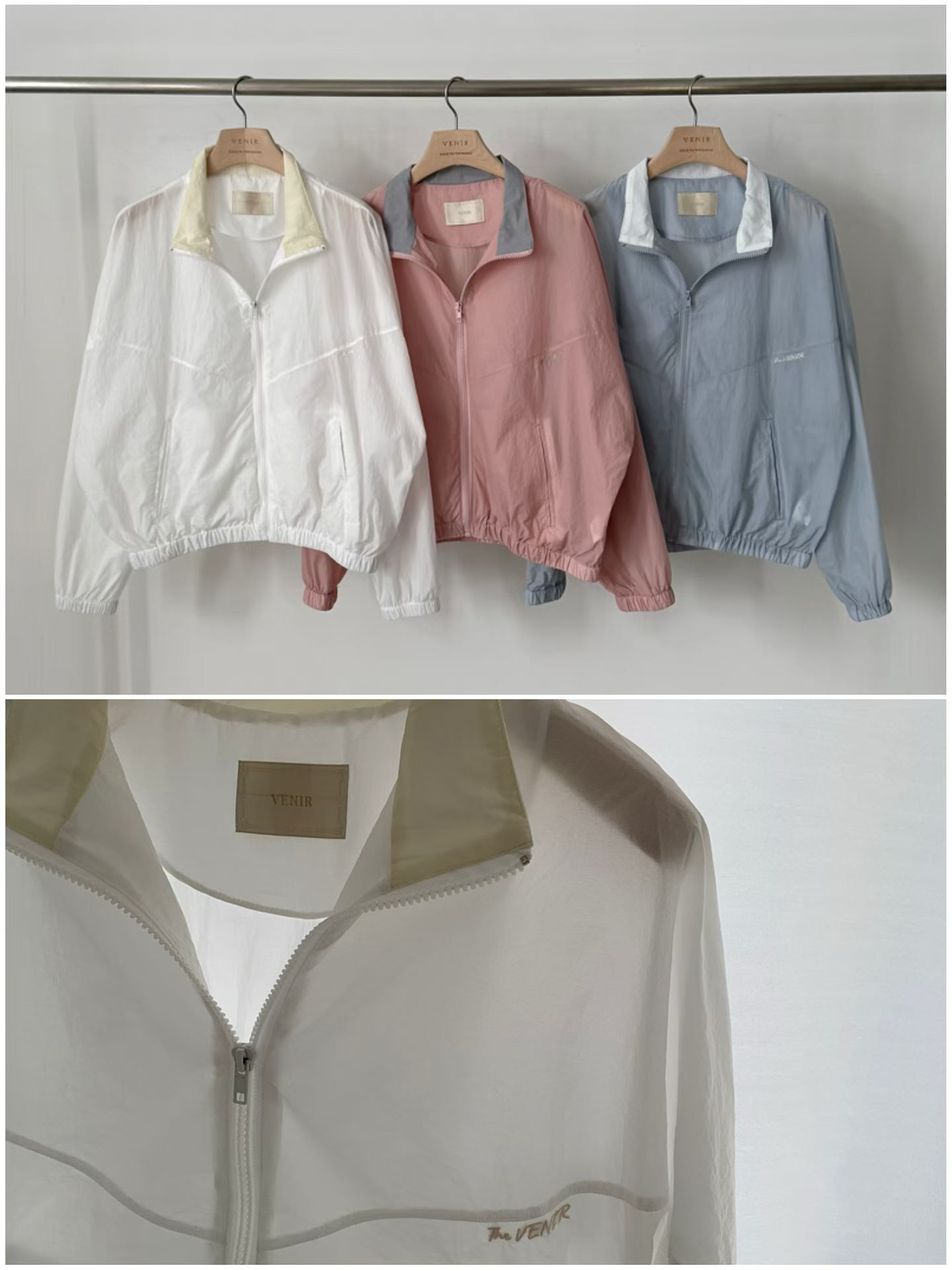 VR6123 拚色薄身擋風外套