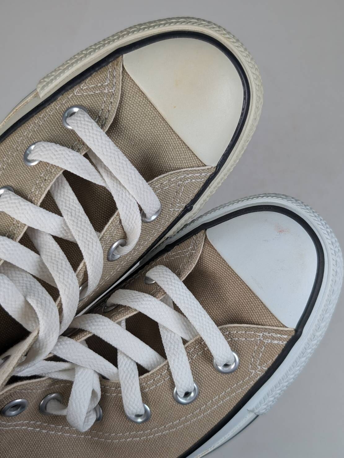 微瑕疵-左右腳鞋面色差 1CL128 22.5CM CONVERSE CANVAS ALL STAR 卡其 高統