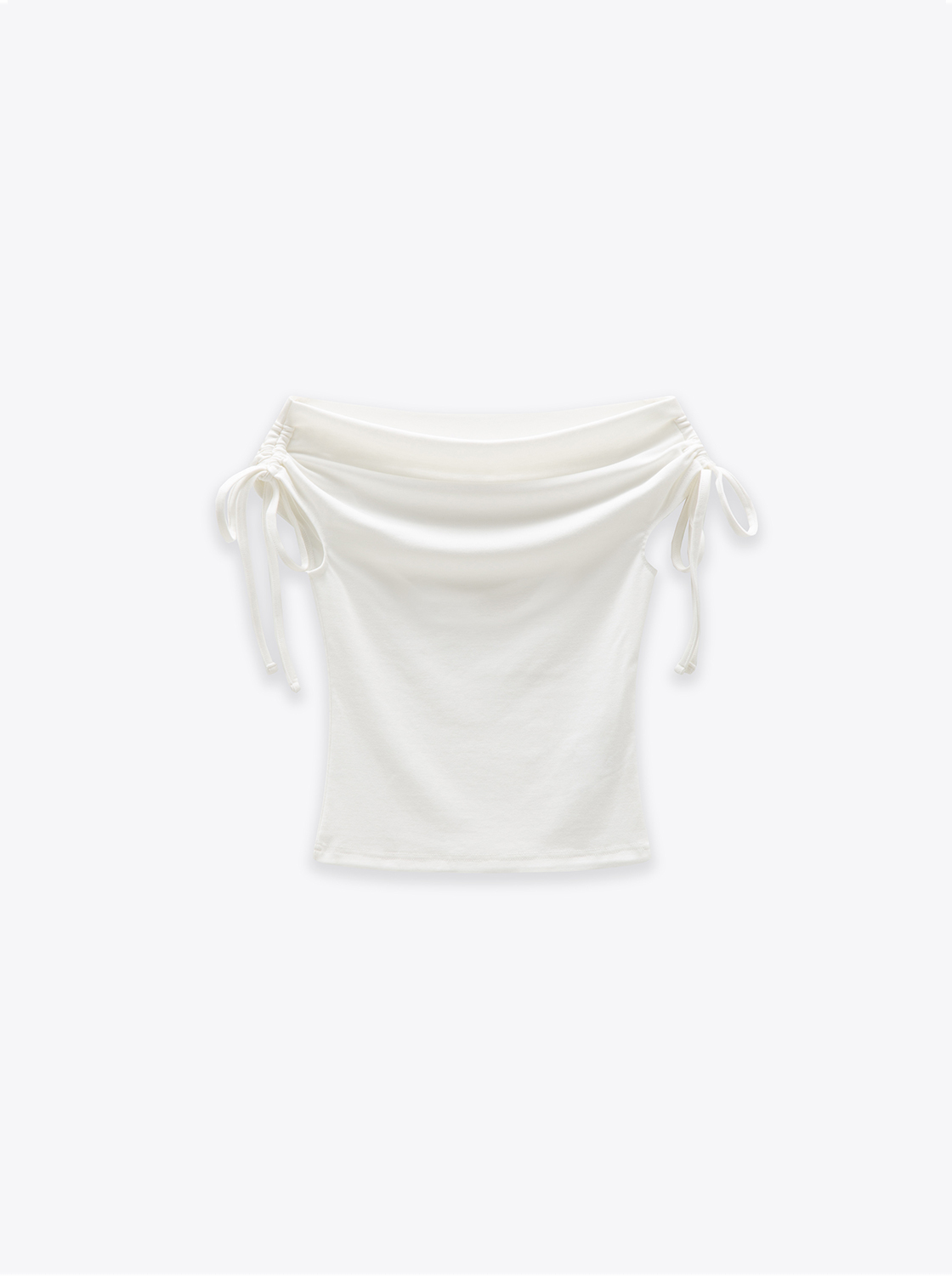 綁帶一字領上衣