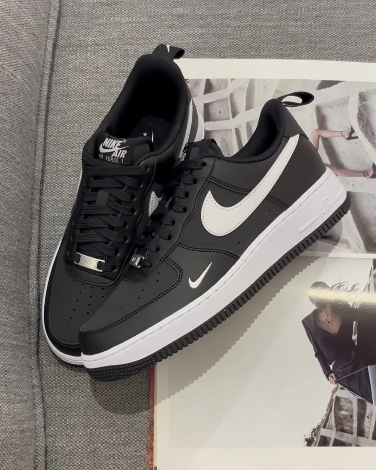 男鞋 NIKE AIR FORCE 1 '07 TECH 黑白 黑底 白勾 小勾 低筒 休閒鞋【IR5599-001】AF1 BAF1 CDG 平民版 LGS