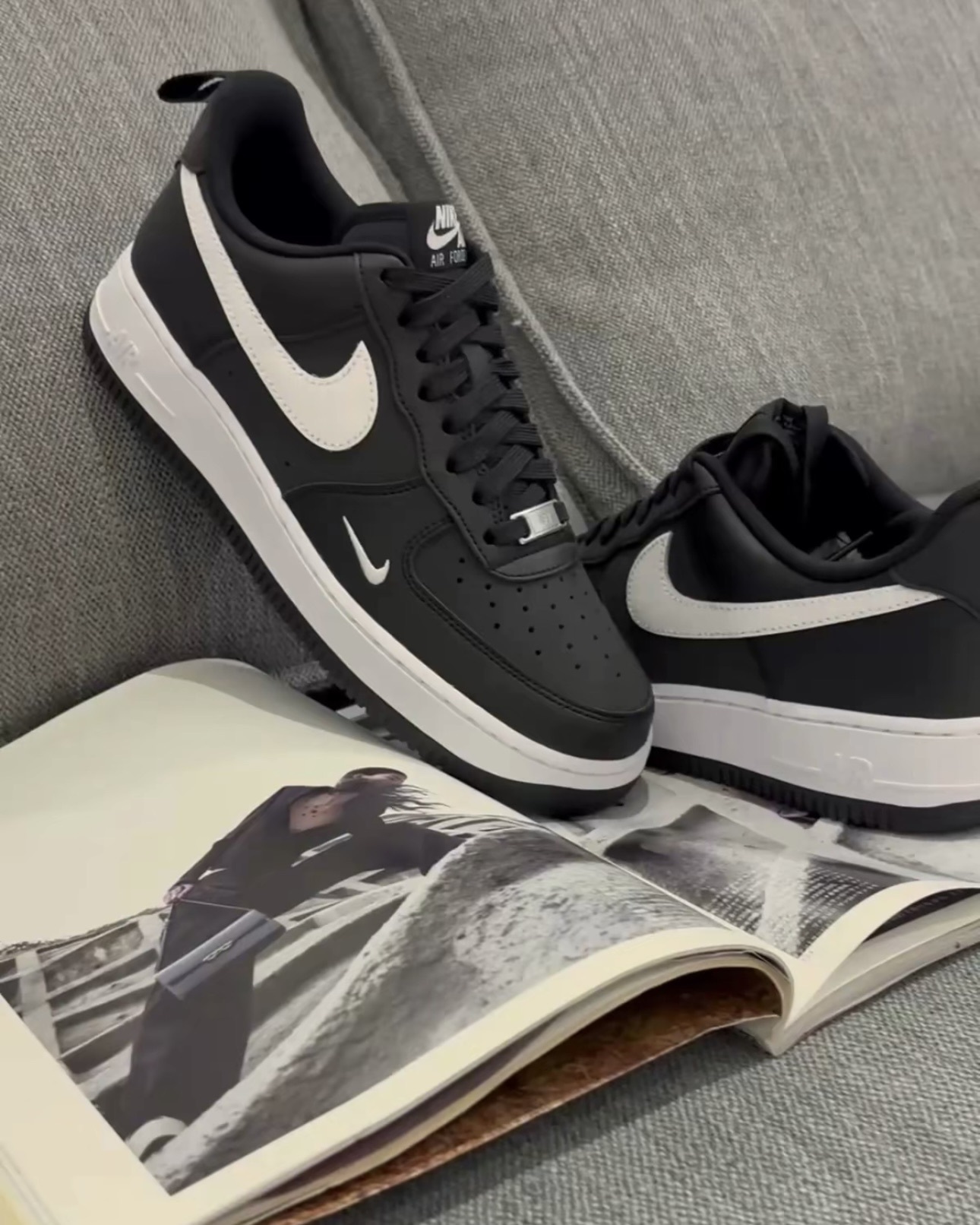 男鞋 NIKE AIR FORCE 1 '07 TECH 黑白 黑底 白勾 小勾 低筒 休閒鞋【IR5599-001】AF1 BAF1 CDG 平民版 LGS