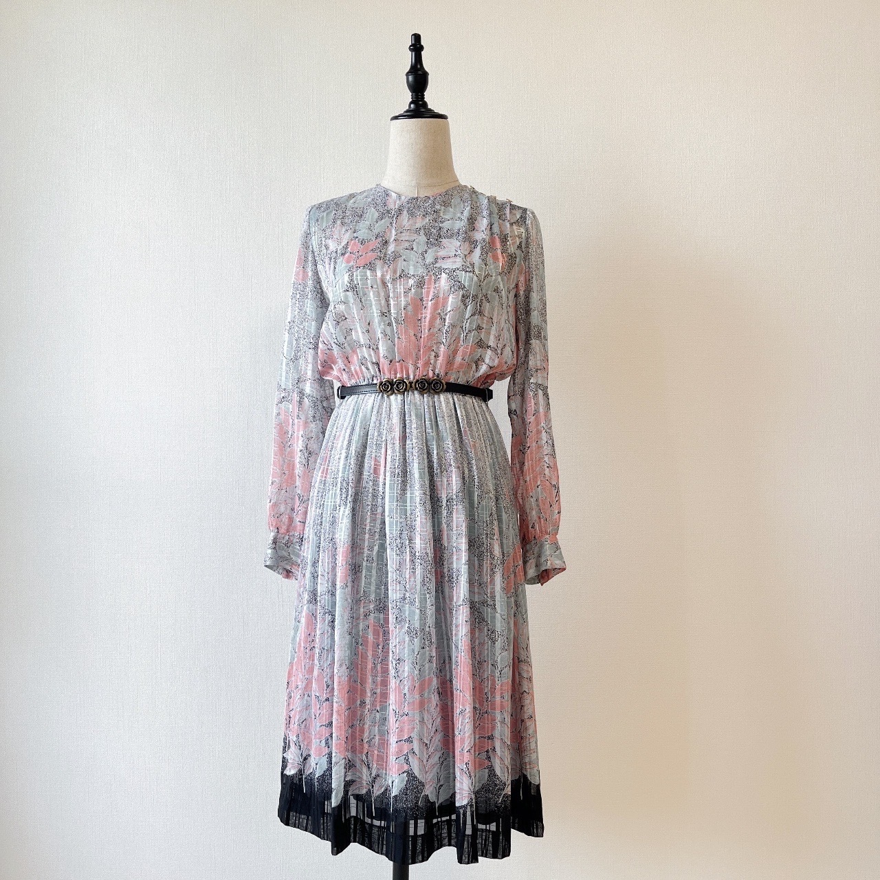 葉影輕紗日本製古著連身裙