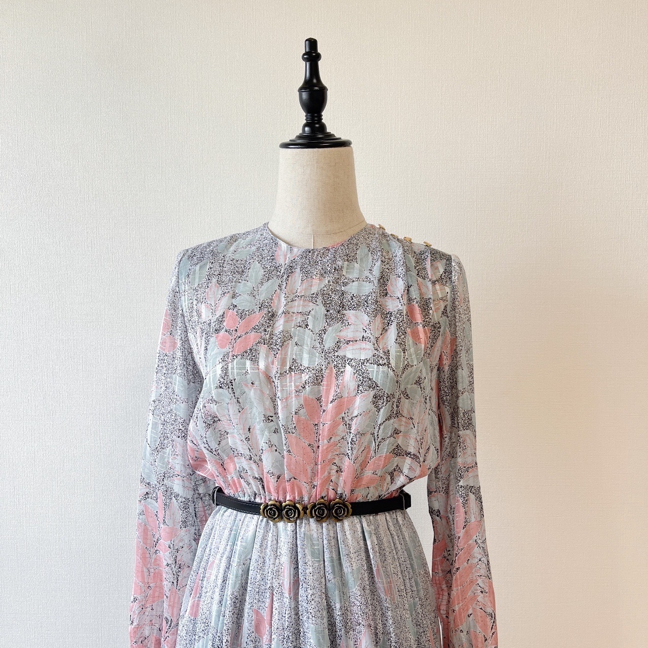 葉影輕紗日本製古著連身裙