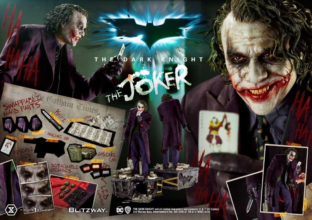 全新未開封🔥 Prime 1 Studio x Blitzway 1/3 雕像 黑夜之神 黑暗騎士 小丑 蝙蝠俠 1/3 The Dark Knight TDK Joker Batman (Bonus Version) MMTDK-01S