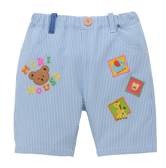 MIKI HOUSE BEAR 與動物們 吸汗速乾六分褲-藍色