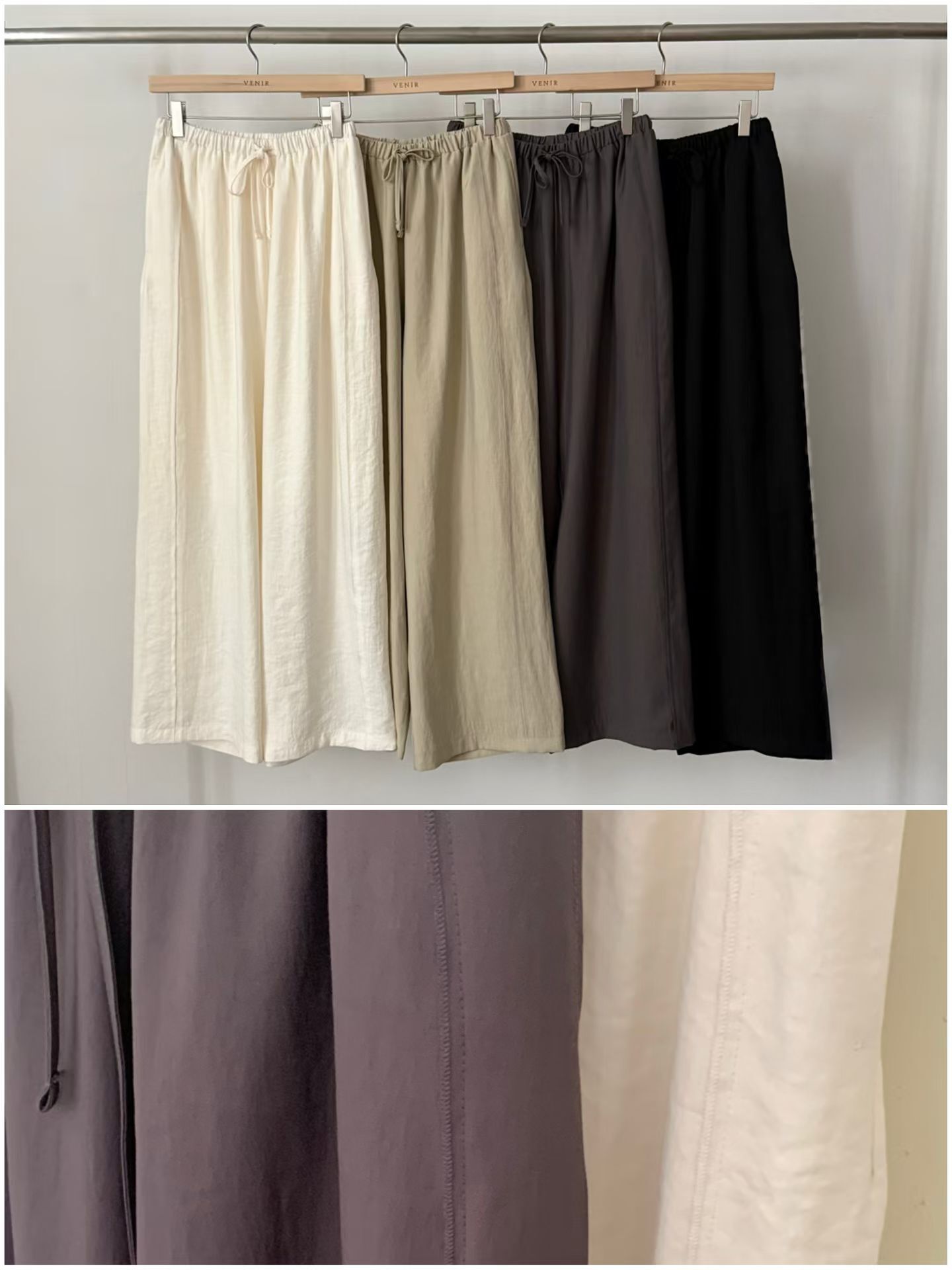 VR6140 混麻綁帶休閒褲