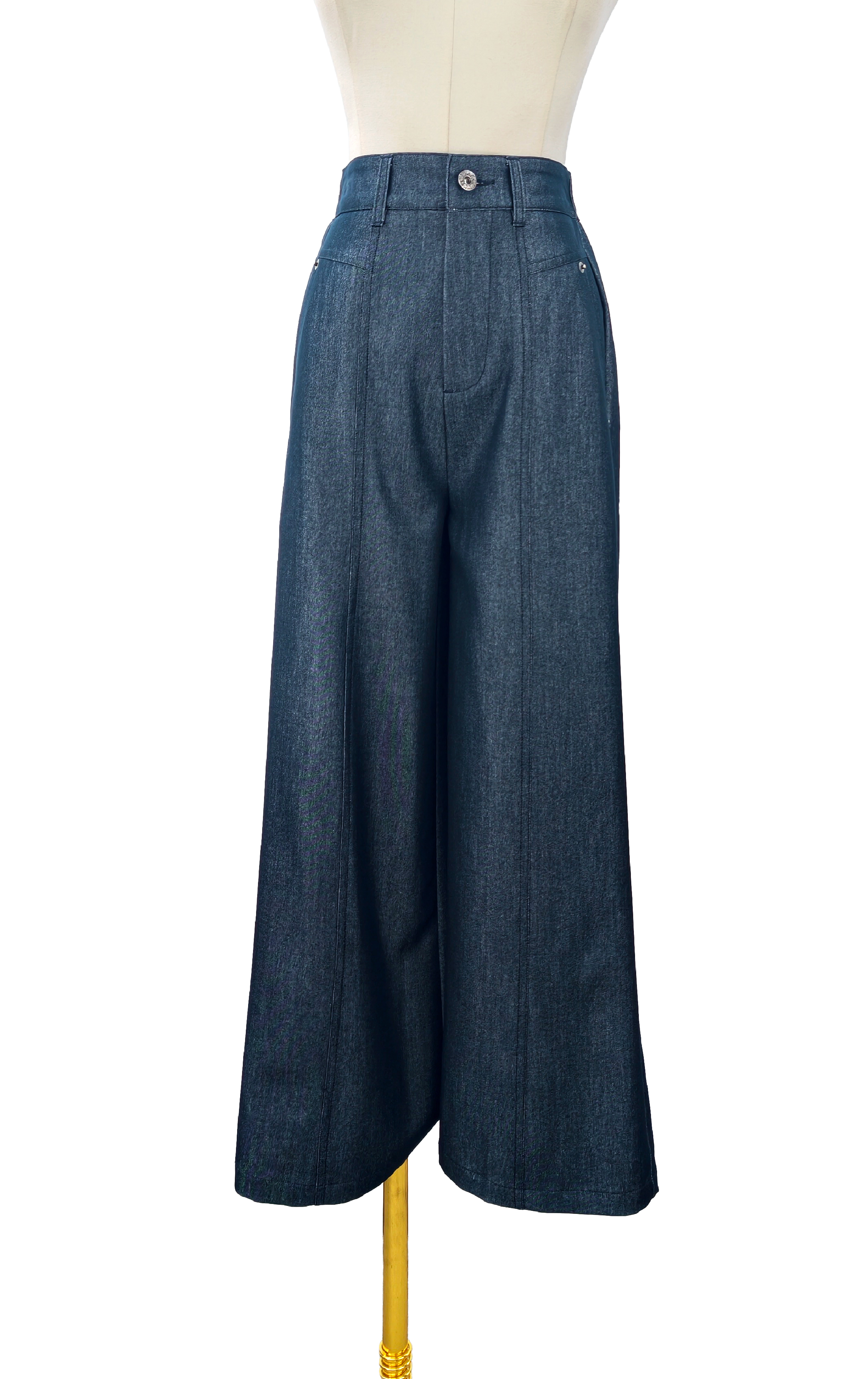 Pleated Wide-Leg Denim Pants PT0152