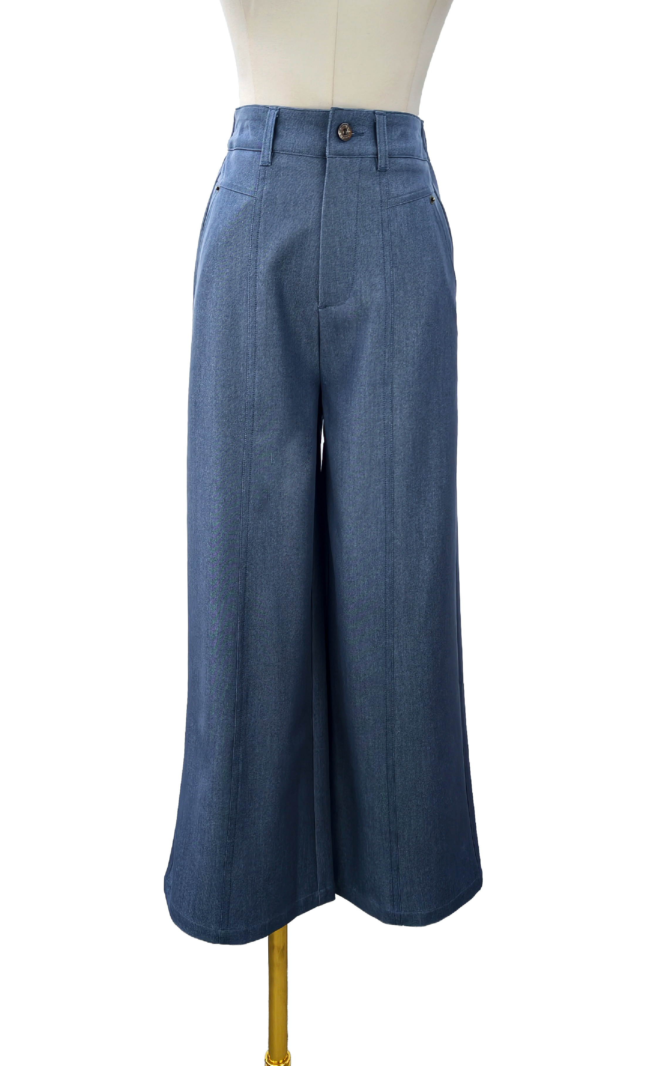 Pleated Wide-Leg Denim Pants PT0152