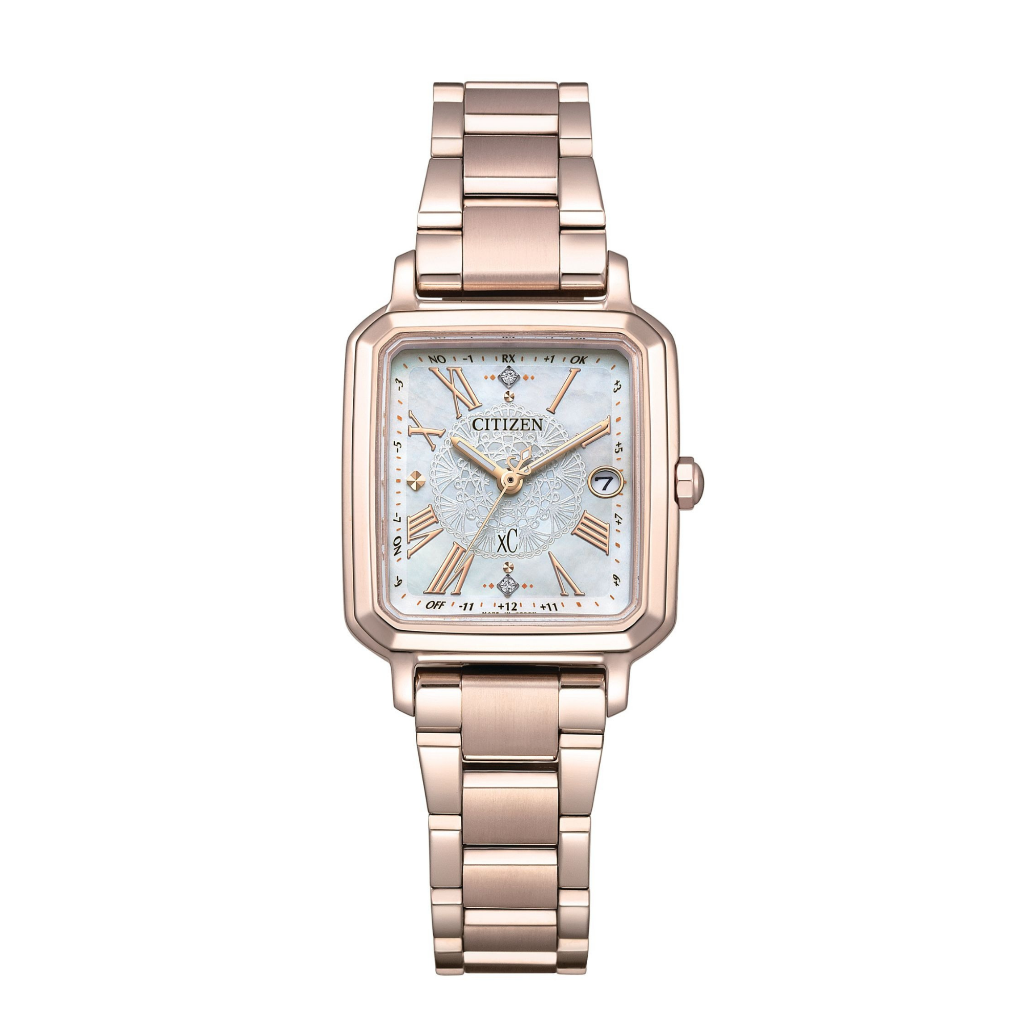 預購款【Citizen 星辰】XC 限量 Eco-Drive光動能 淡粉金 雪花雕花面 超級鈦 手錶 ES9506-54N