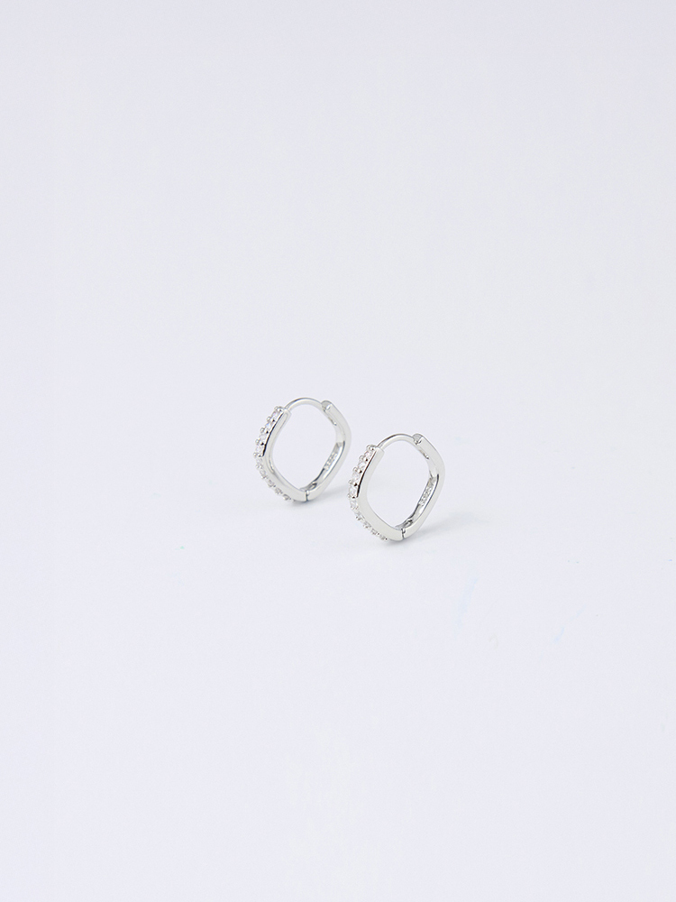 925純銀方型碎鑽耳環