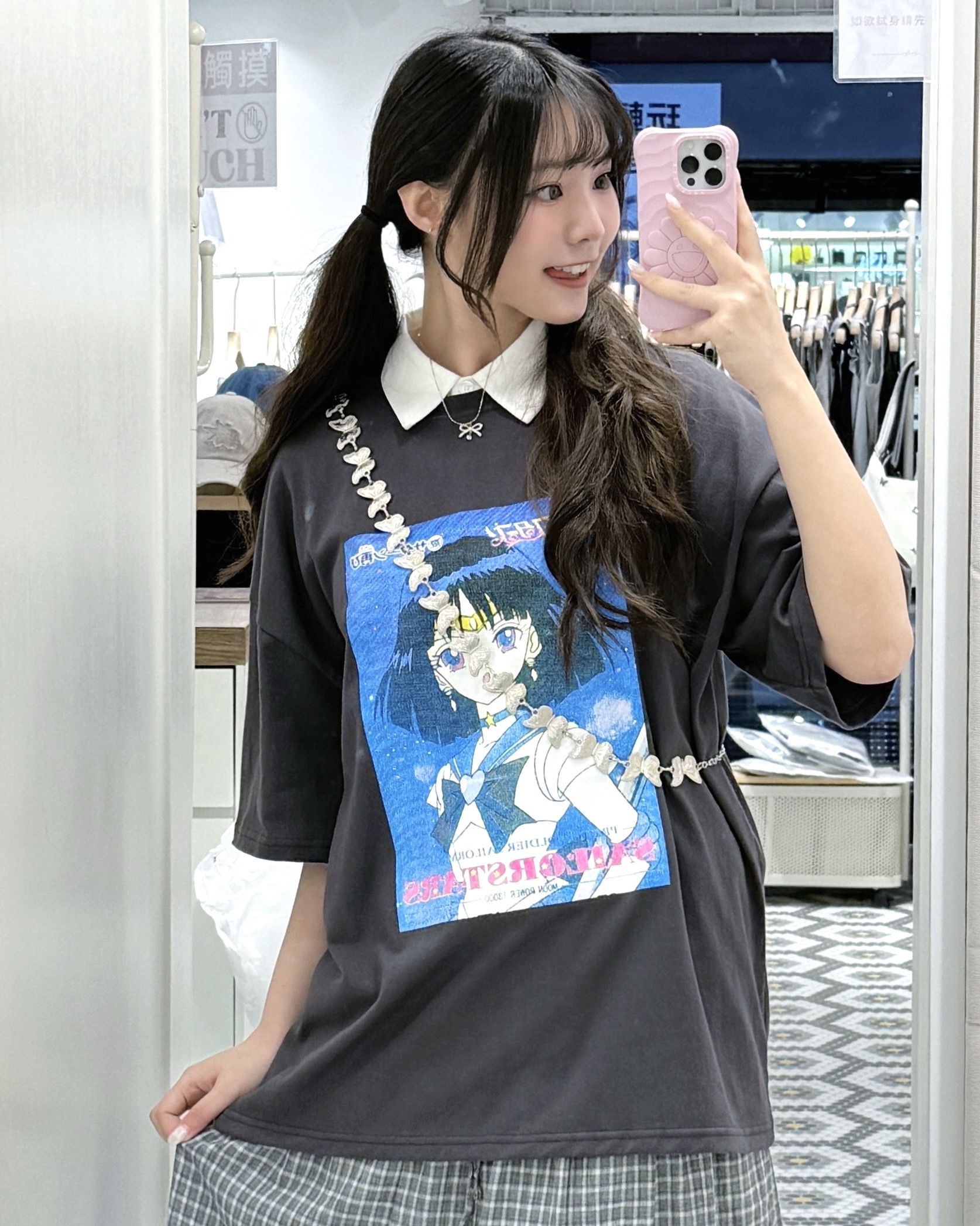T1412｜夢幻感美少女戰士水手土星OVERSIZE TEE ‧₊˚ ⋅♡🪐༘⋆