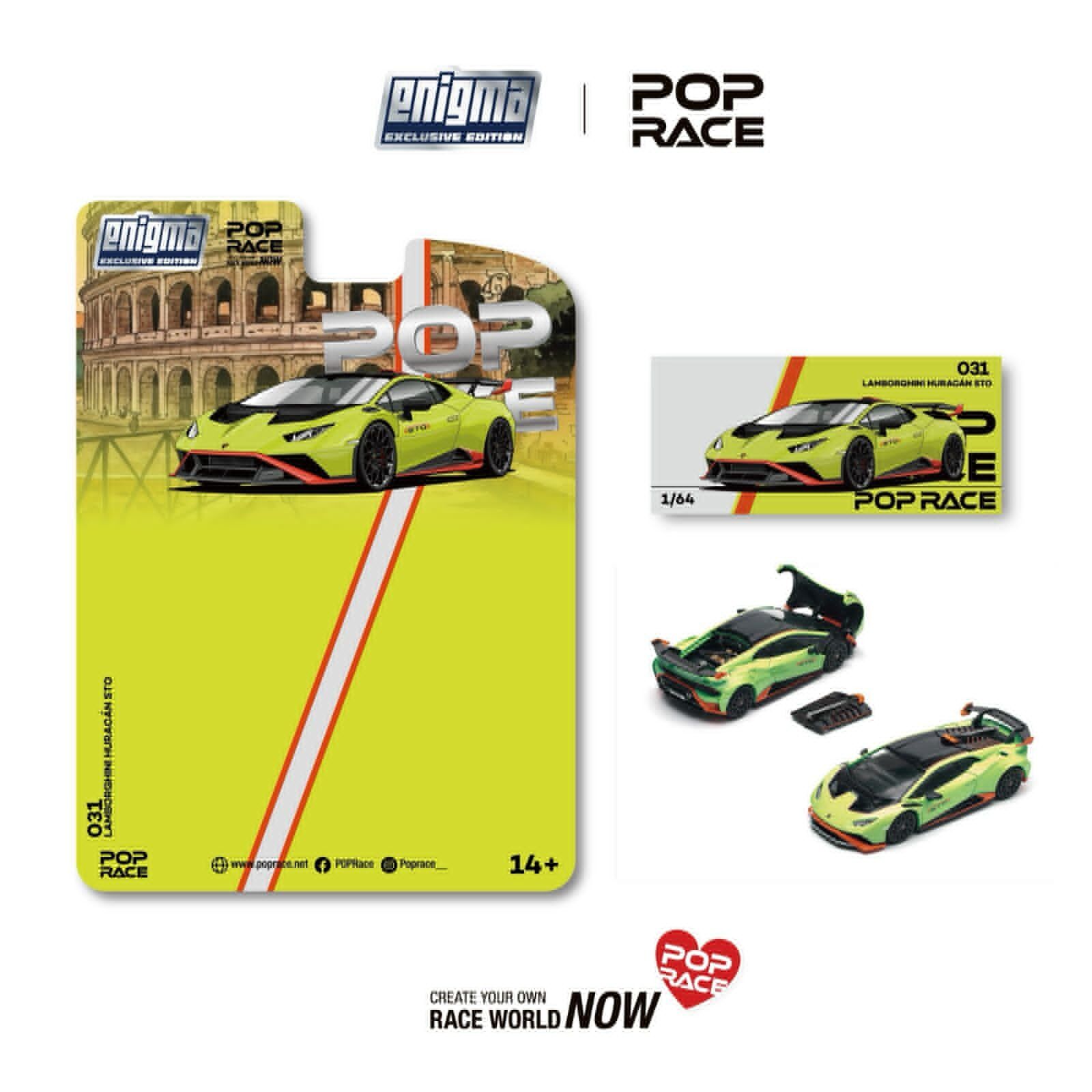 預訂:1/64 Pop Race Lamborghini Huracan STO Verde Citrea/ Arancio Dac (PRE031 )