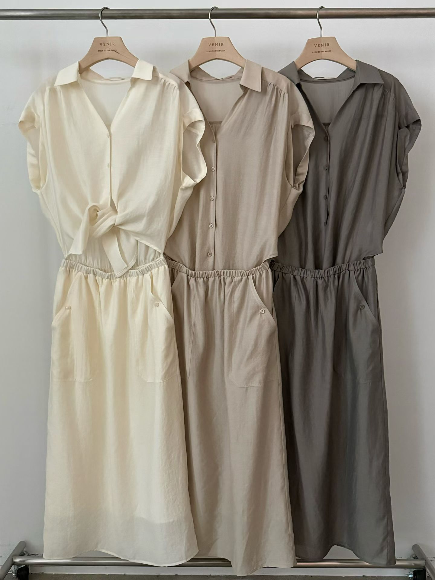 VR6158 混絲襯衫連身裙