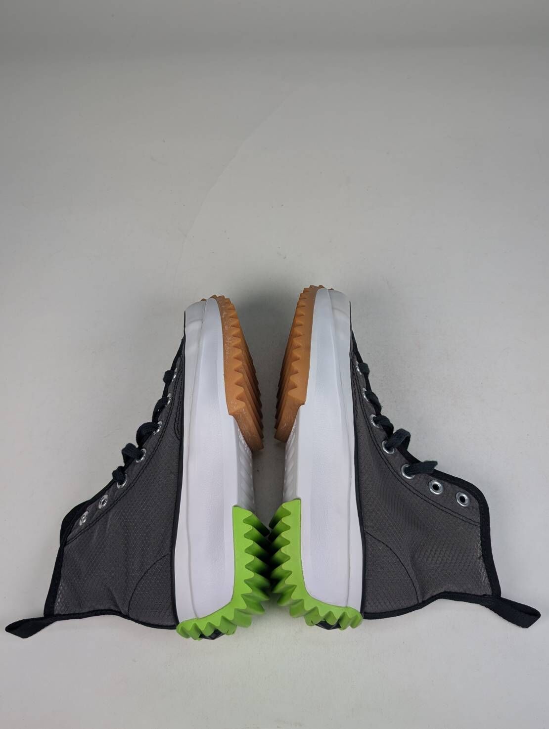 微瑕疵-左右腳鞋面髒汙鞋面色差鞋盒破損 167852C M3.5 Converse Run Star Hike 黑綠 半透明 鋸齒