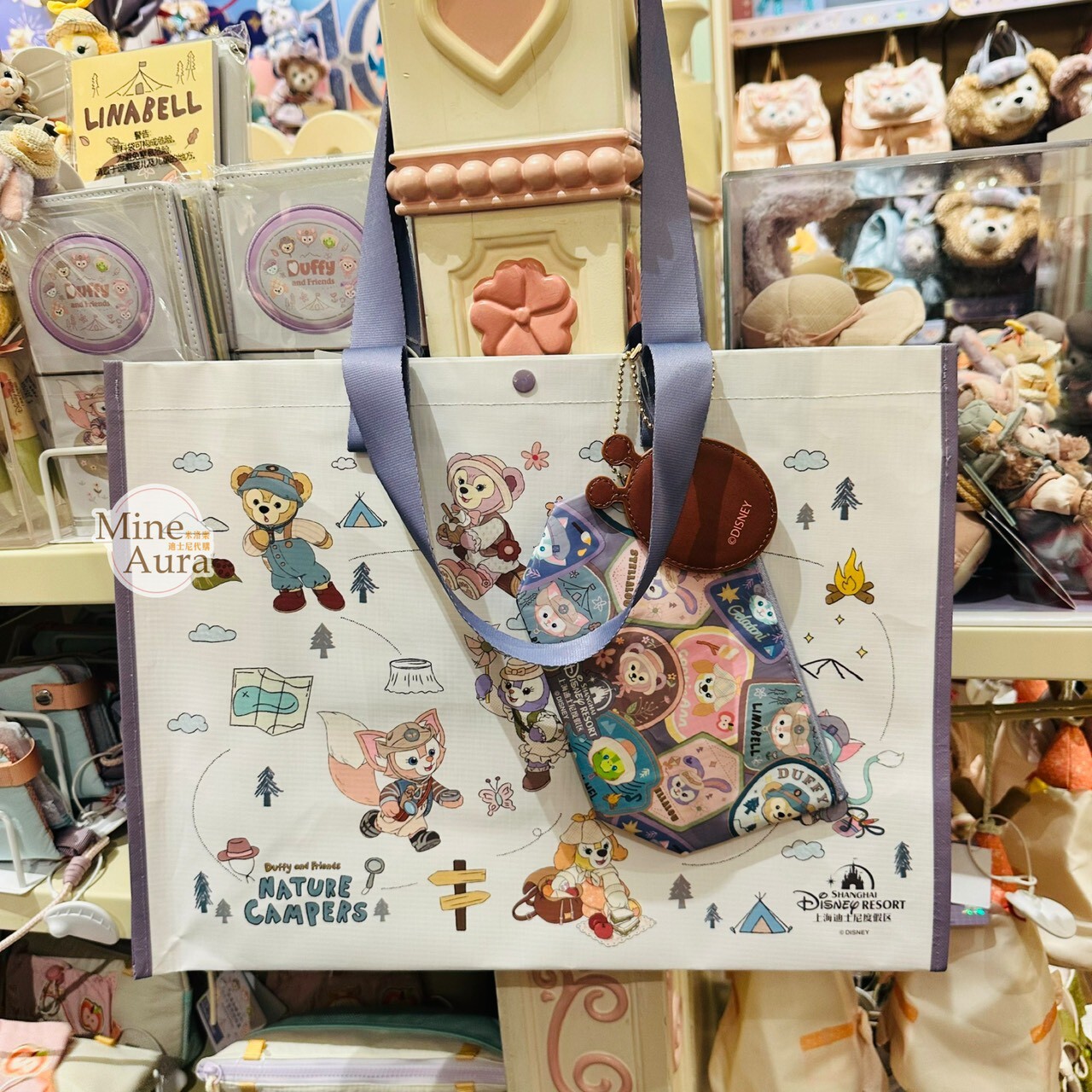 達菲 Duffy 與好友們 小小自然探險家系列 圖案 手提 環保袋 購物袋 附收納袋 -上海迪士尼樂園