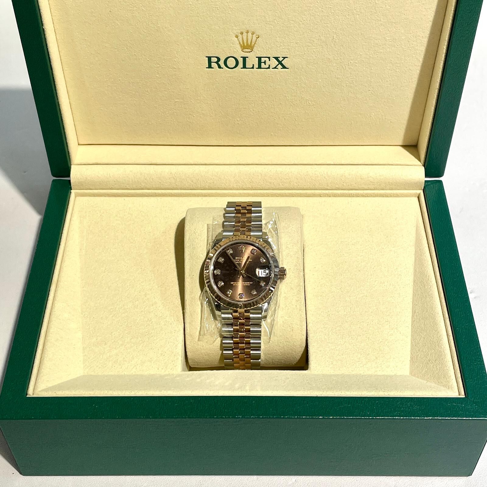 全新Rolex Datejust 31mm Chocolate鑽石錶面珠帶 27827IG #勞力士手錶 #BRAND NEW #香榭站正品