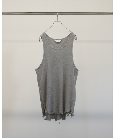 ANCELLM - DAMAGE WAFFLE TANK TOP / 2COLORS