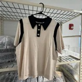 [S] KARL LAGERFELD BISQUE/BLACK COLORBLOCKED POLO SWEATER, L6ASSB79-BQ4 (SKL1611)