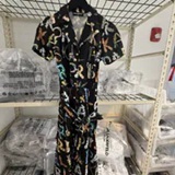 [S] KARL LAGERFELD BLACK/PANA COTA MULTI SHORT SLEEVE MIDI WRAP DRESS, L6ABGC90-C0A (SKL1612)