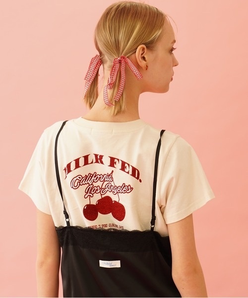 MILKFED. / GLITTER CHERRY COMPACT S/S TEE