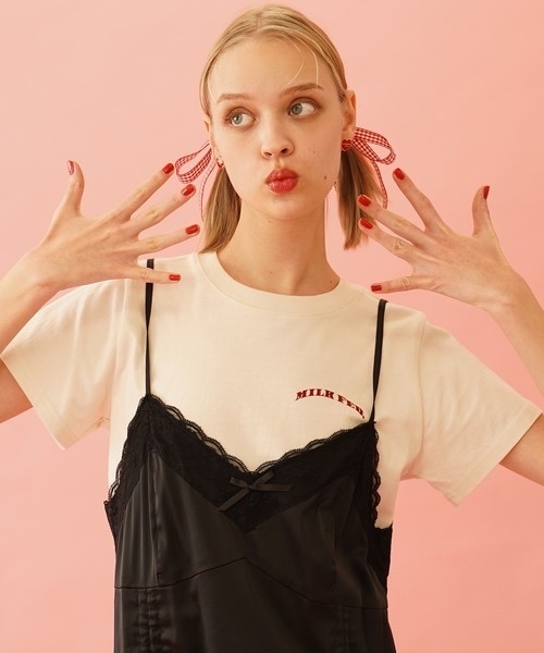 MILKFED. / GLITTER CHERRY COMPACT S/S TEE