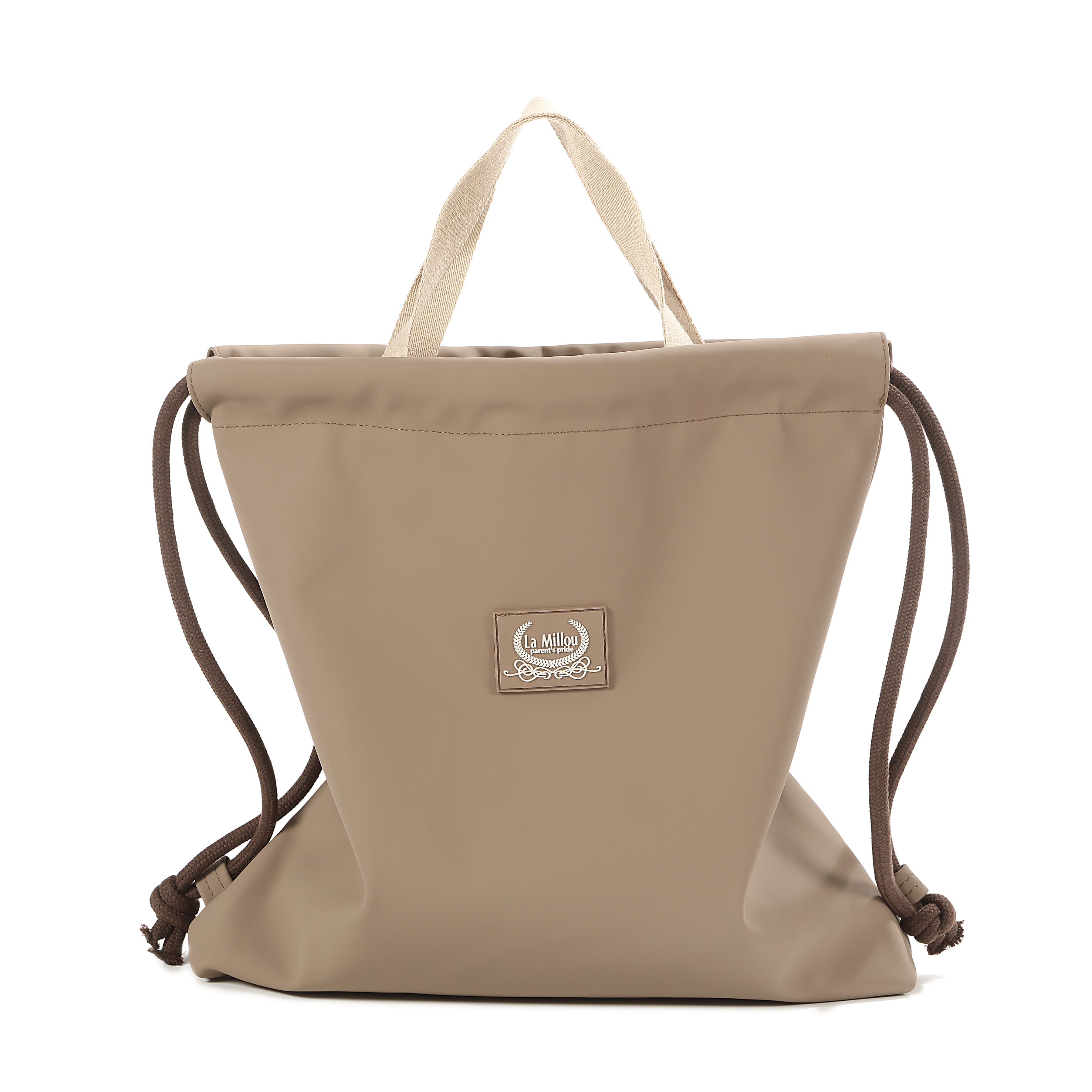 La Millou波蘭 RUBBER 防水質感‧休閒束口後背包/推車掛包｜輕奢咖