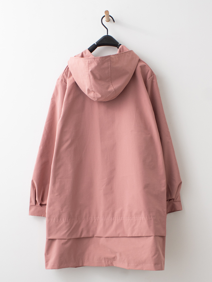 微風日常．下擺活褶層次連帽長版風衣