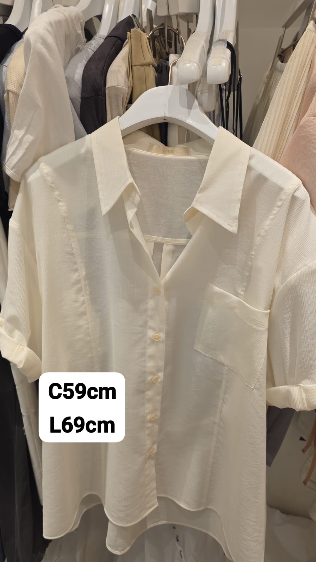 VR6101 混絲短袖綁帶襯衣