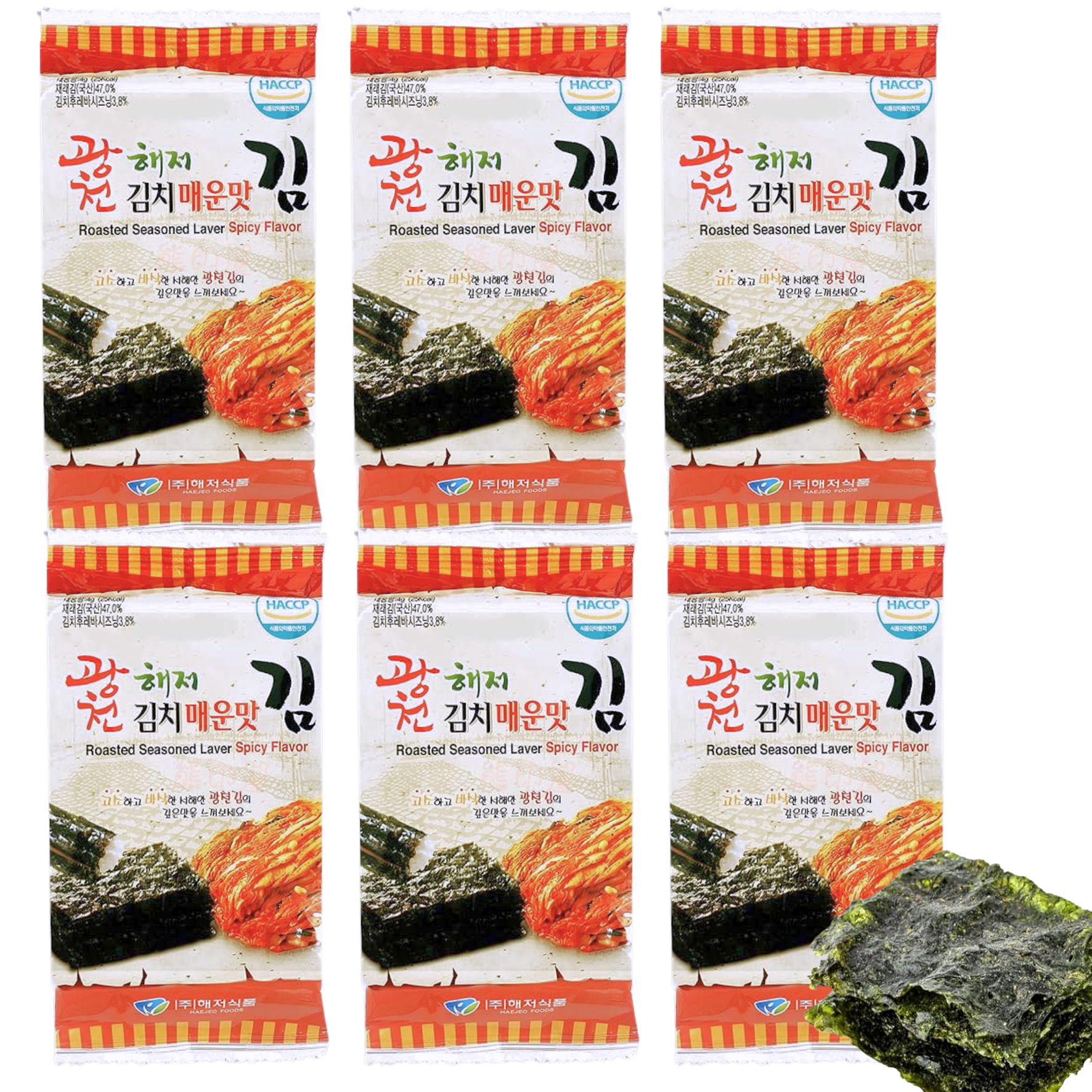 HAEJEO FOODS -韓國泡菜味即食紫菜 (3小包) X 2