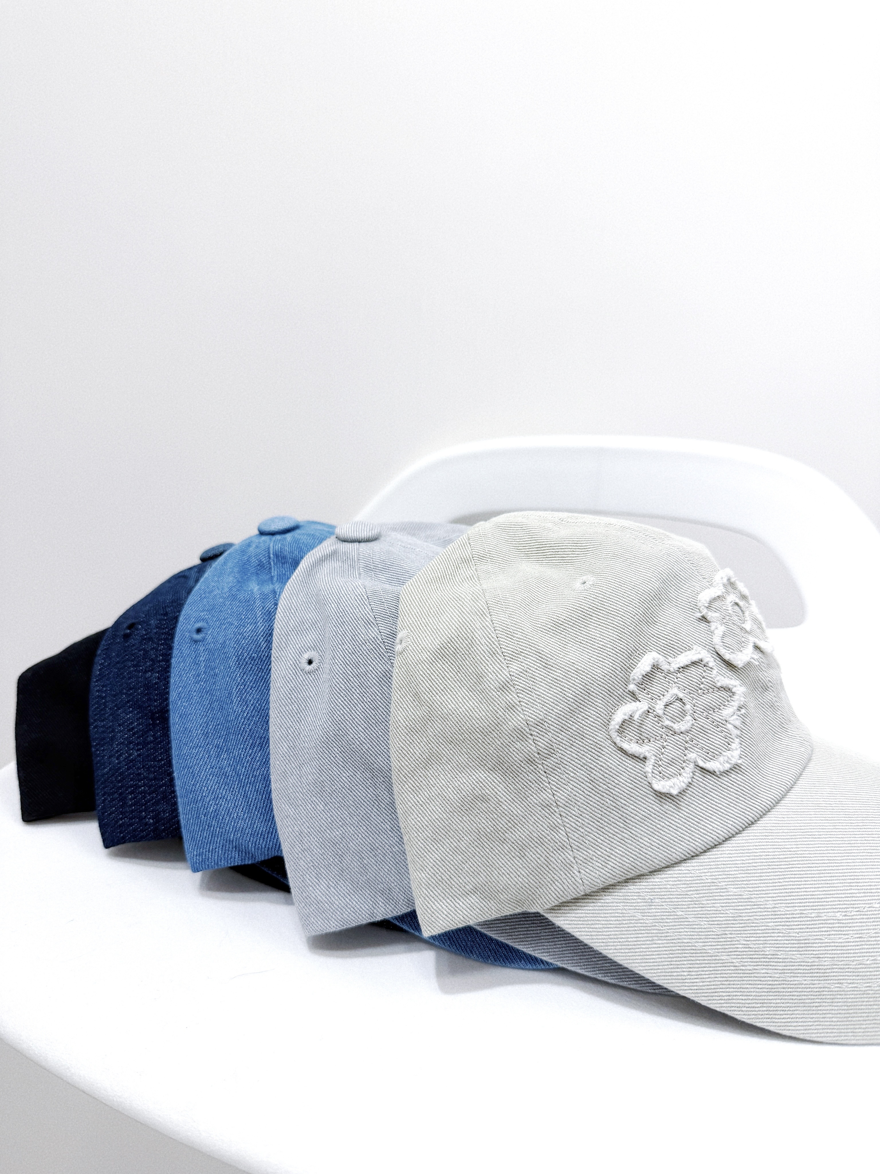 A0220｜超級無敵可愛✿ 牛仔拼布3小花花CAP帽