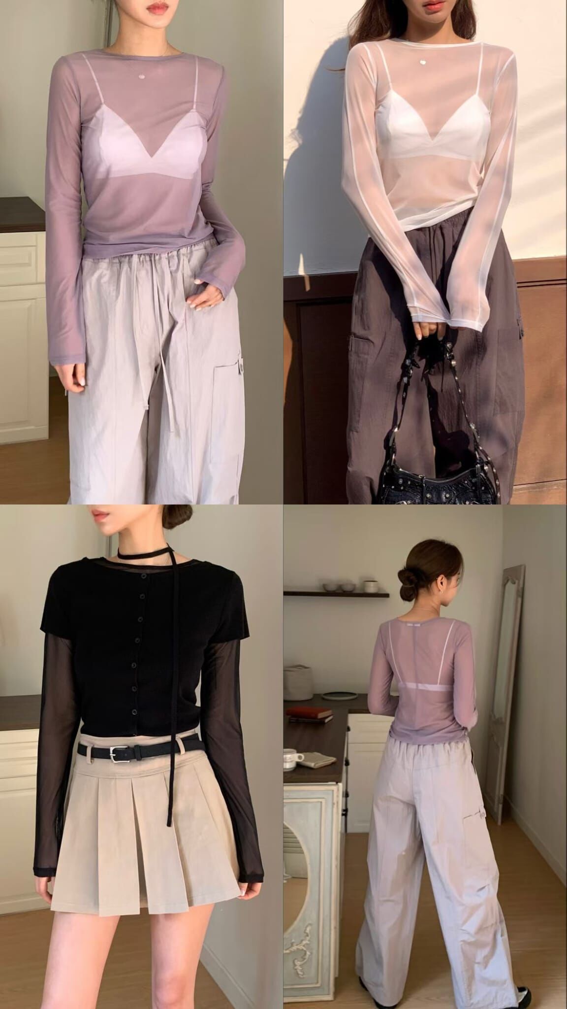 OB6127 疊穿透膚絲滑上衣