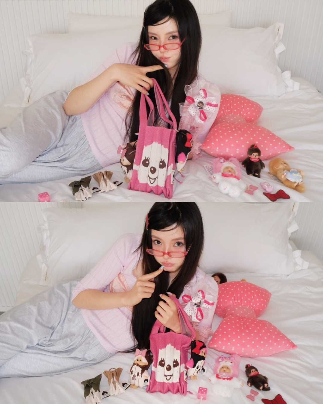 【 5/1收單 】JOSEPH AND STACEY 幸運百褶針織包 (S) - Monchhichi 聯名限定版