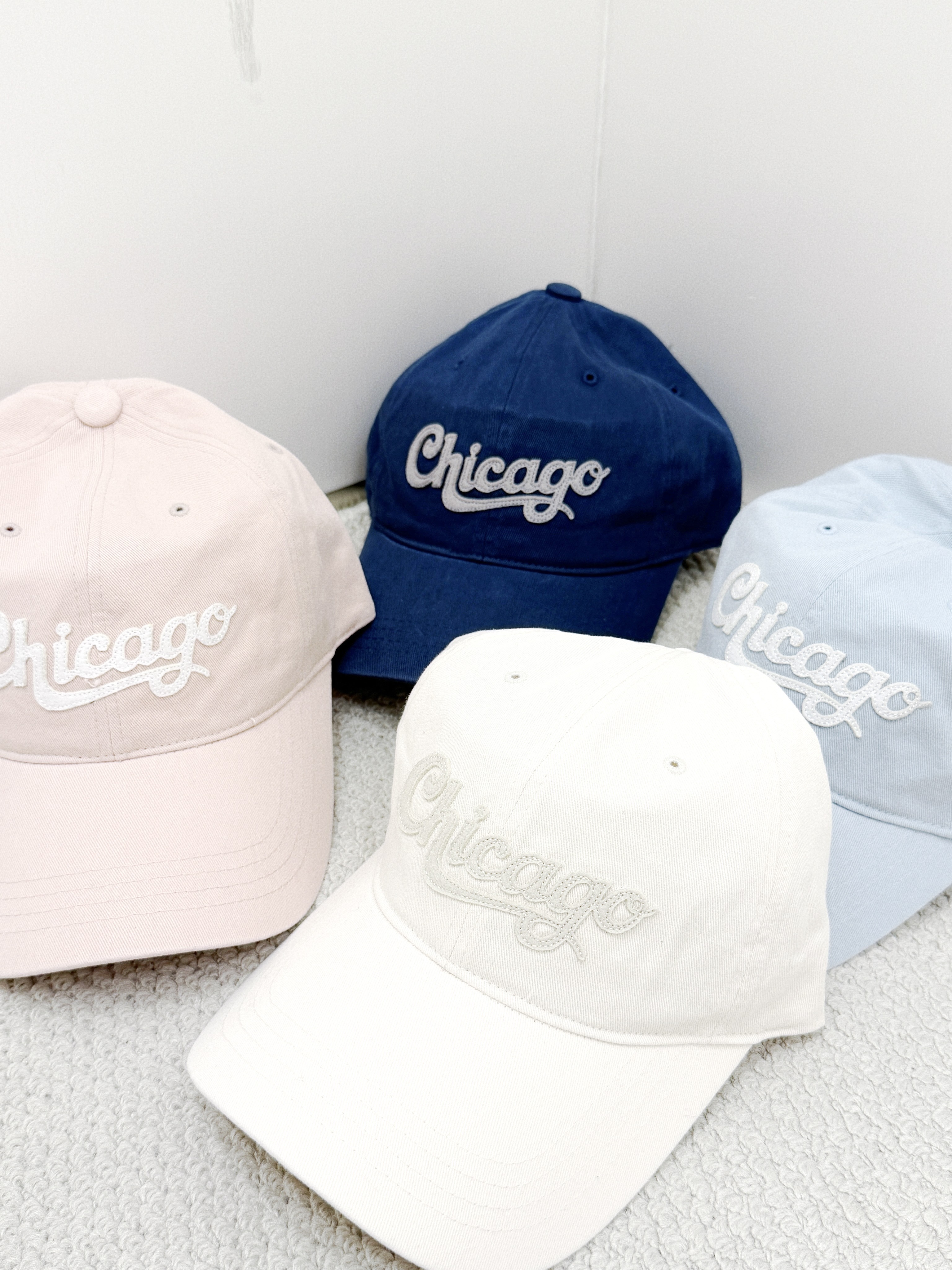 A0341｜夏日4色入🌺🐬⋆｡°✩拼布立體字Chicago CAP帽