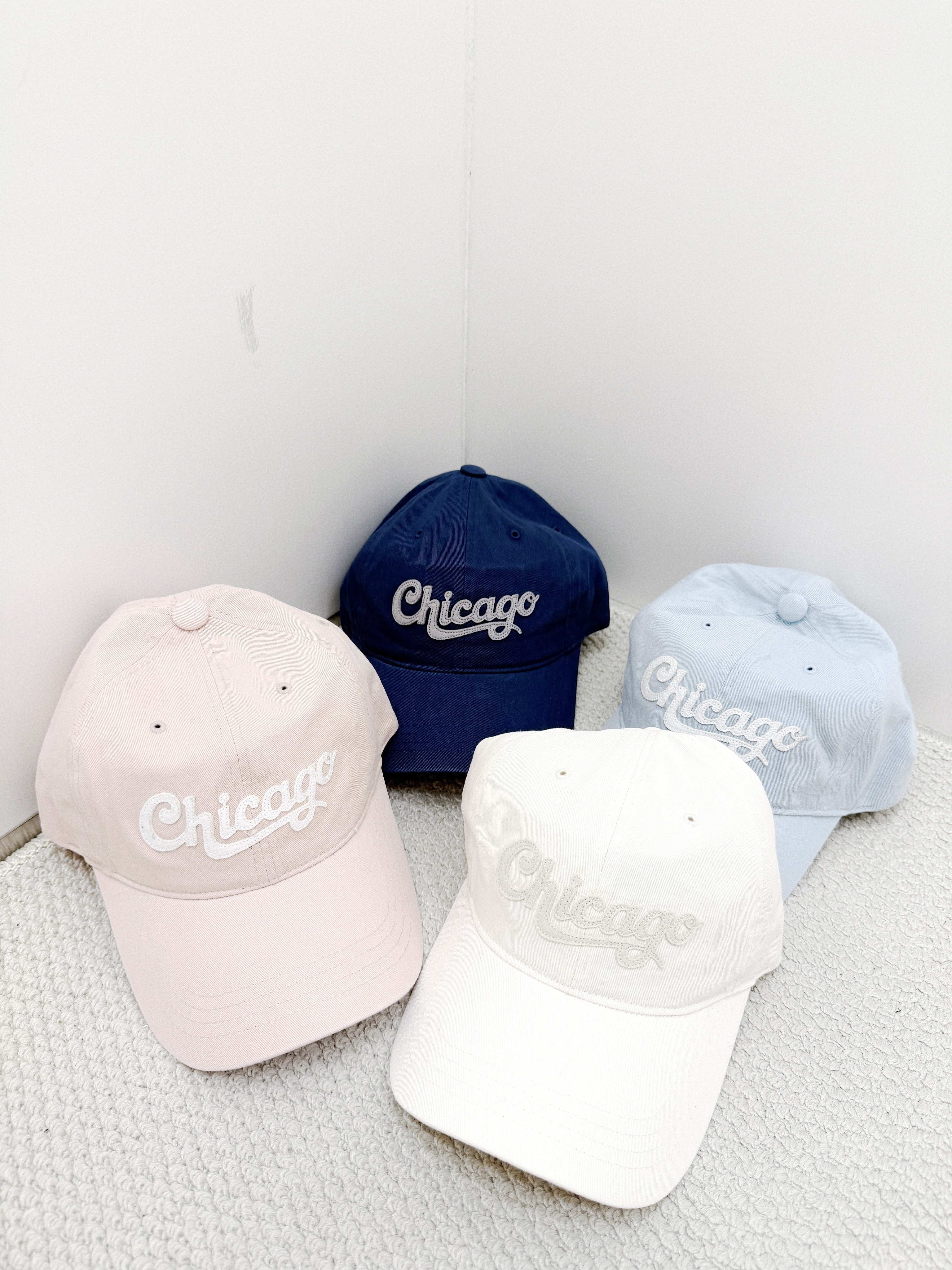 A0341｜夏日4色入🌺🐬⋆｡°✩拼布立體字Chicago CAP帽