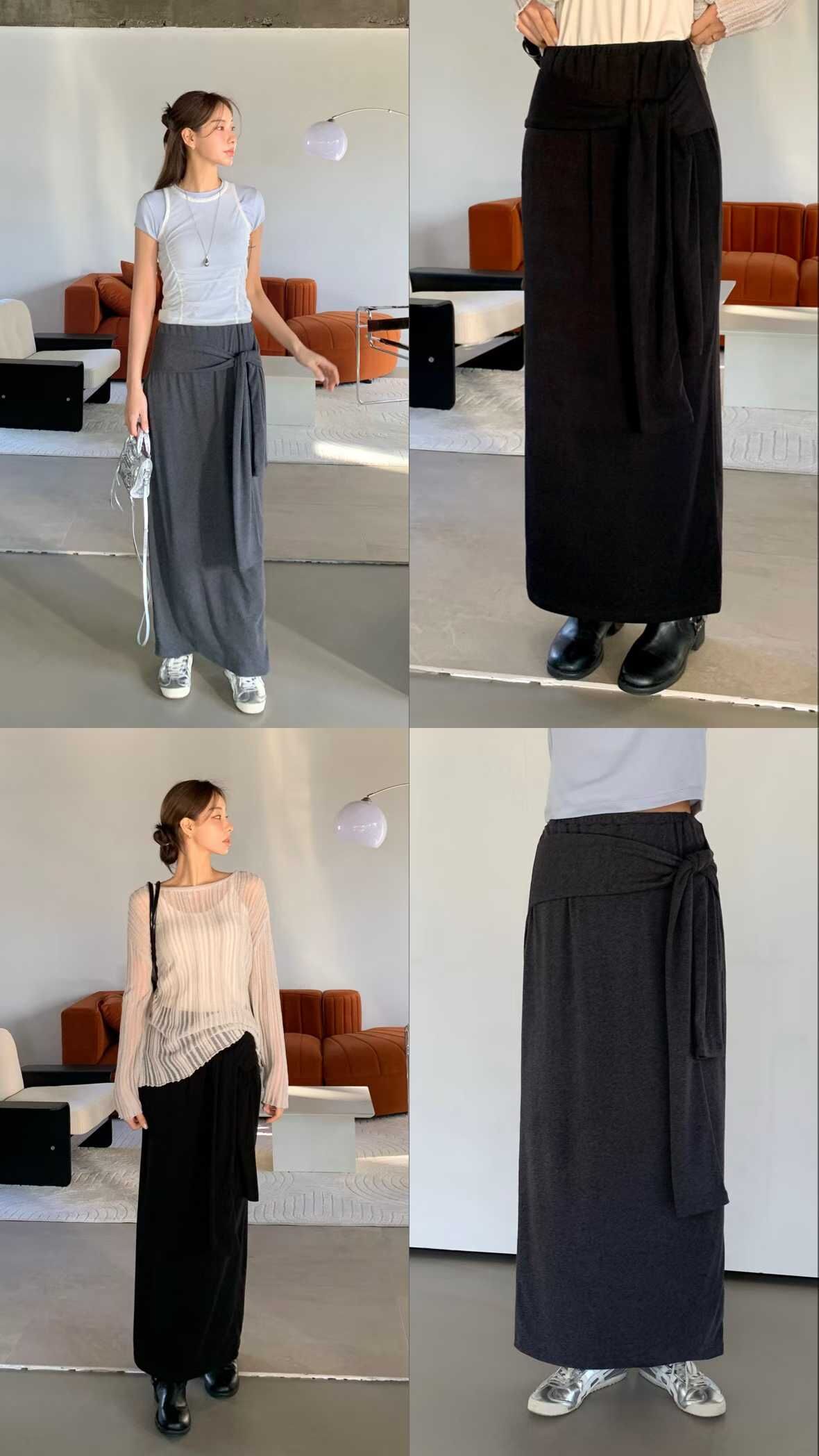 OB6131 高彈性可綁帶長裙