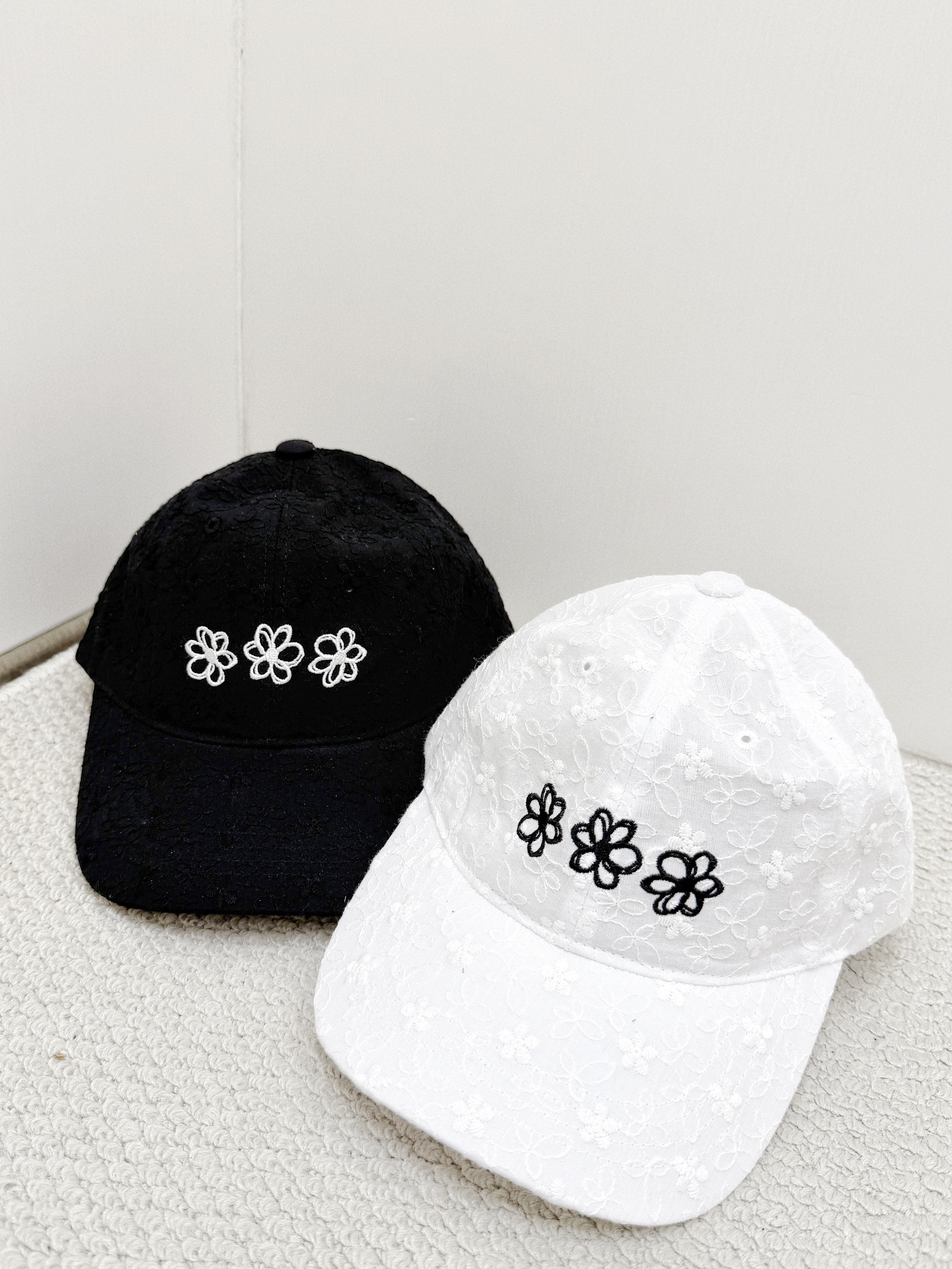 A0328｜精緻感❀❀❀ 全刺繡3小花花CAP帽
