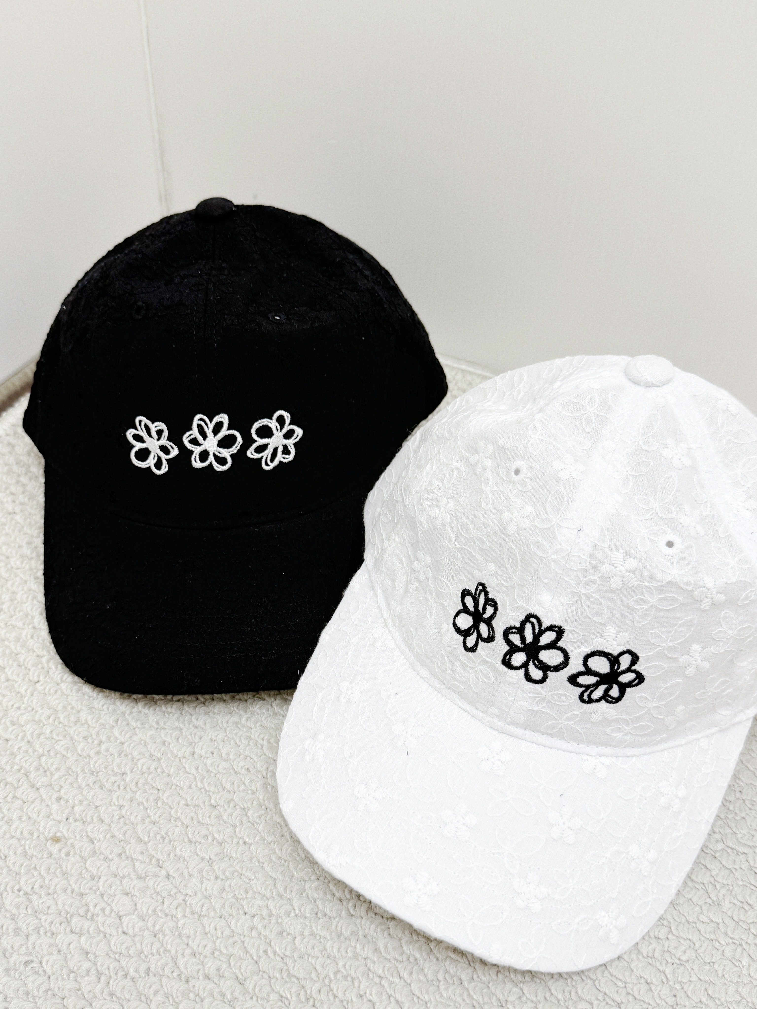 A0328｜精緻感❀❀❀ 全刺繡3小花花CAP帽