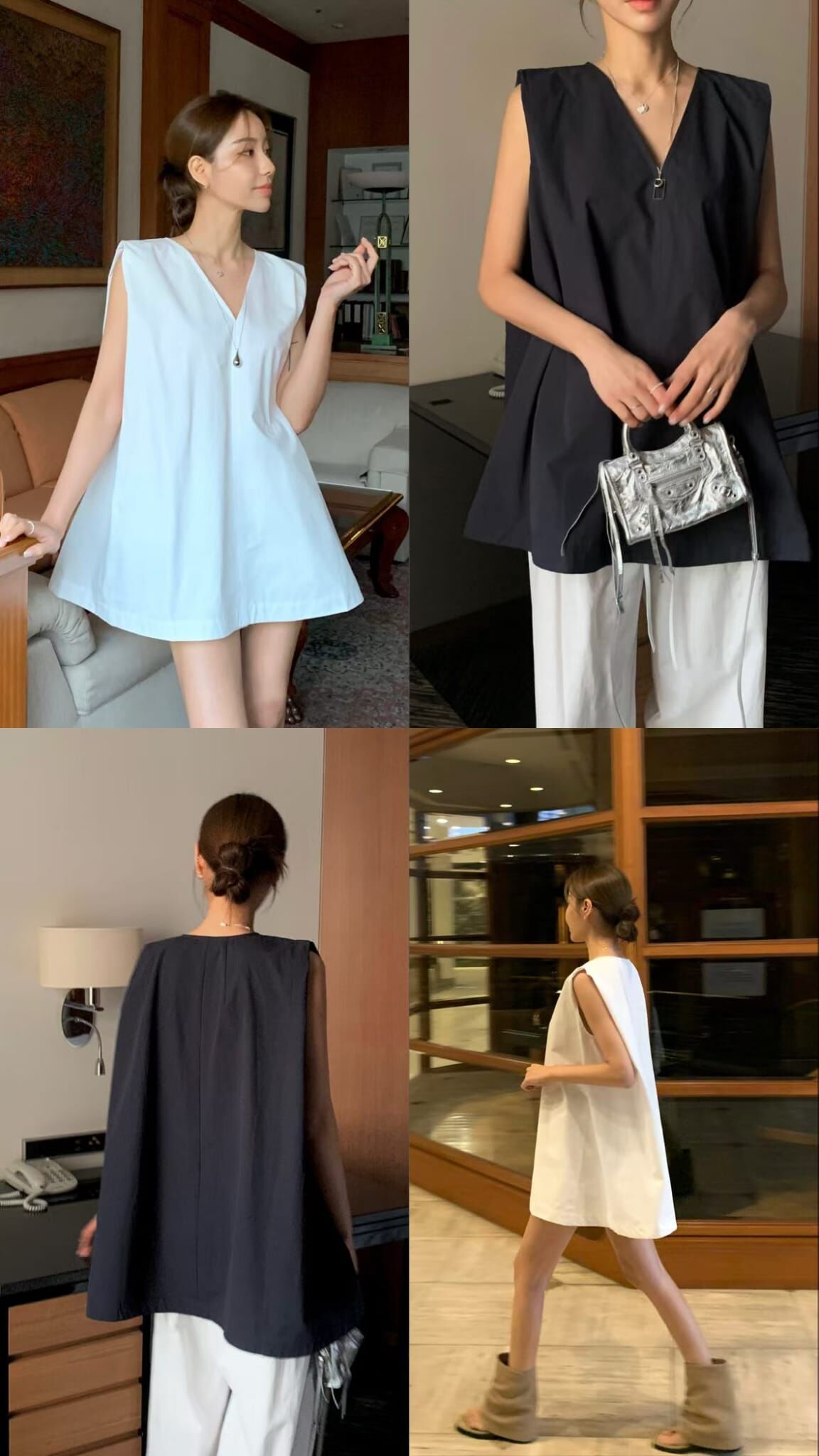 OB6121 V領寬大無袖上衣