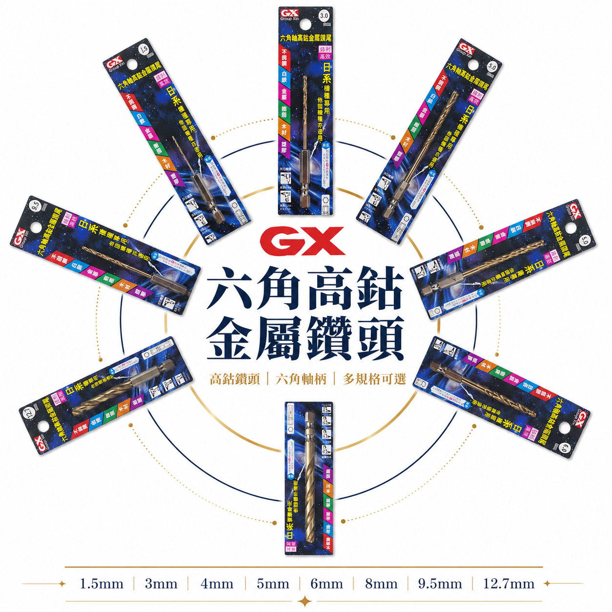 GX｜日系 1.5-12.7mm｜六角柄含鈷鑽頭 鋒利不鏽鋼塑膠木板鐵工用鑽孔器 六角軸高鈷白鐵鑽尾｜台灣製