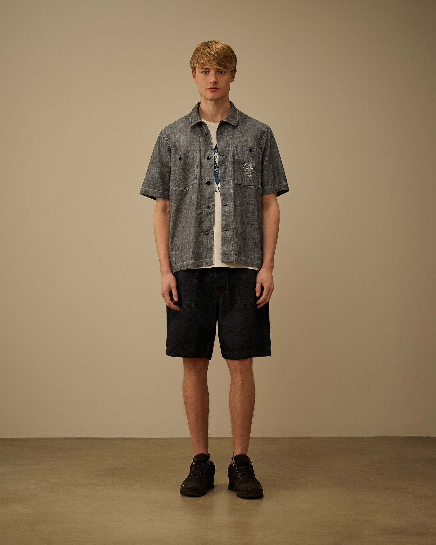 【代購】CP COMPANY Chambray 牛津布短袖襯衫 鈕扣襯衫