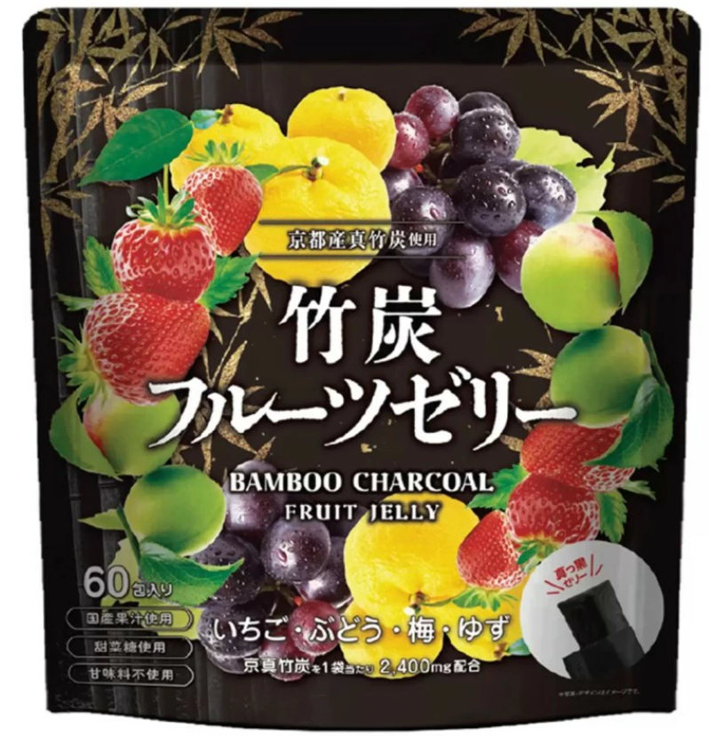 AB260425-T29 日本好市多限定竹炭綜合水果果凍60包入 （約半年食用期）