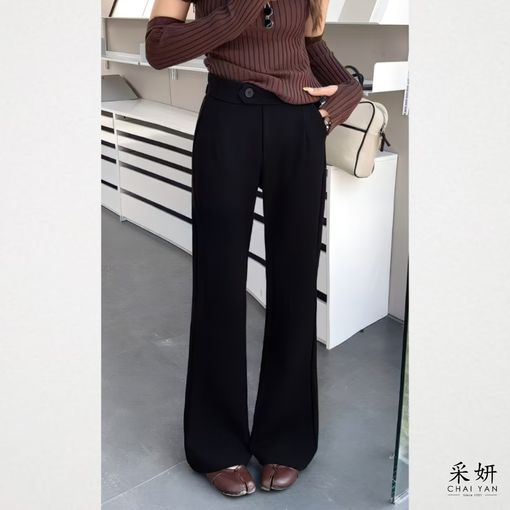 素面微喇休閒褲