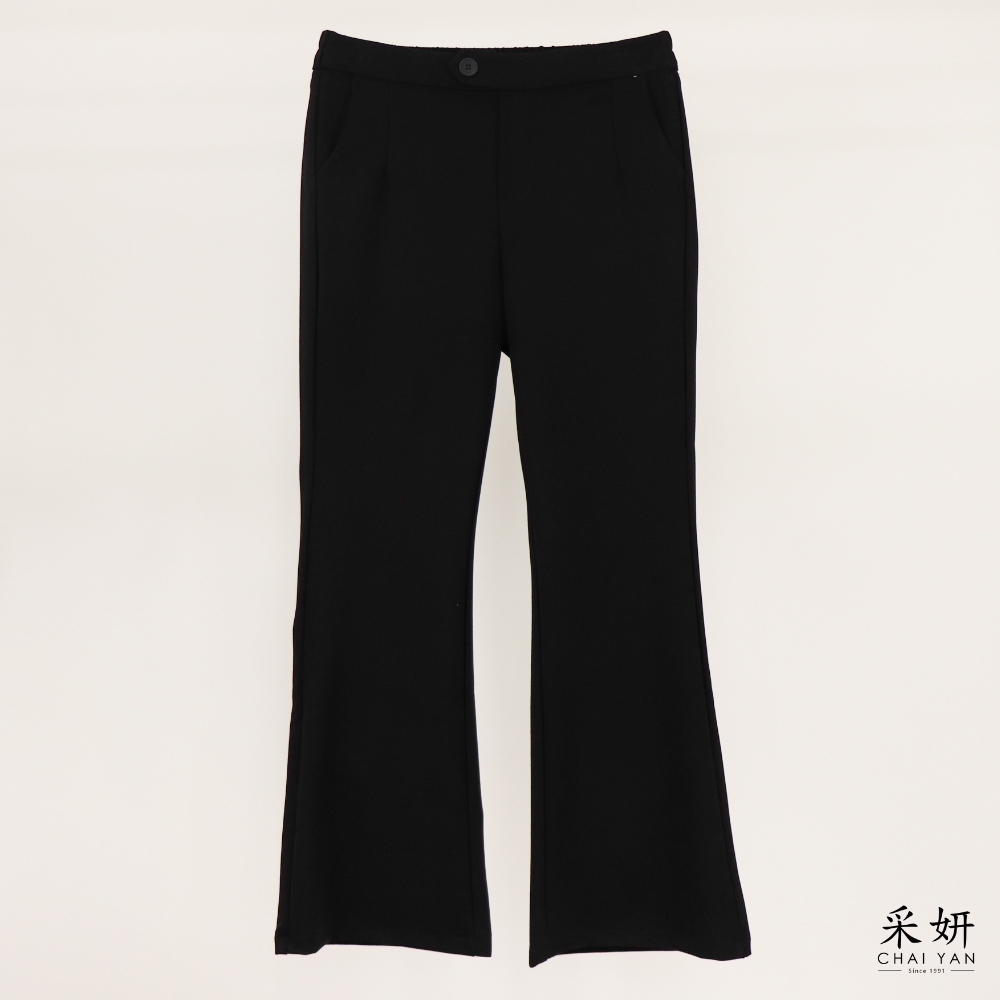 素面微喇休閒褲