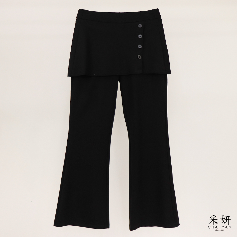 假兩件短裙喇叭長褲