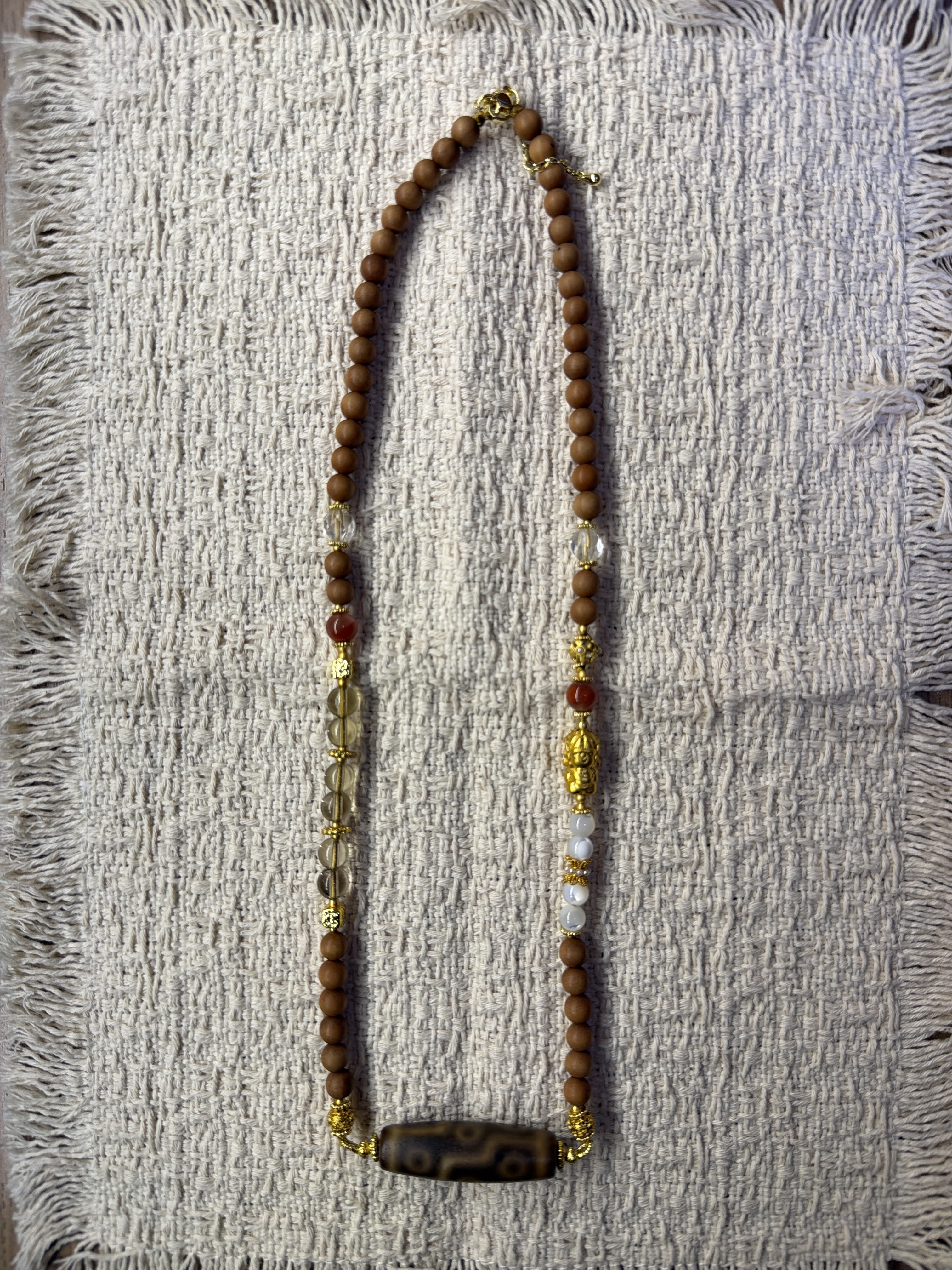 SK41 檀香木老糖料九眼項鏈 (D40)