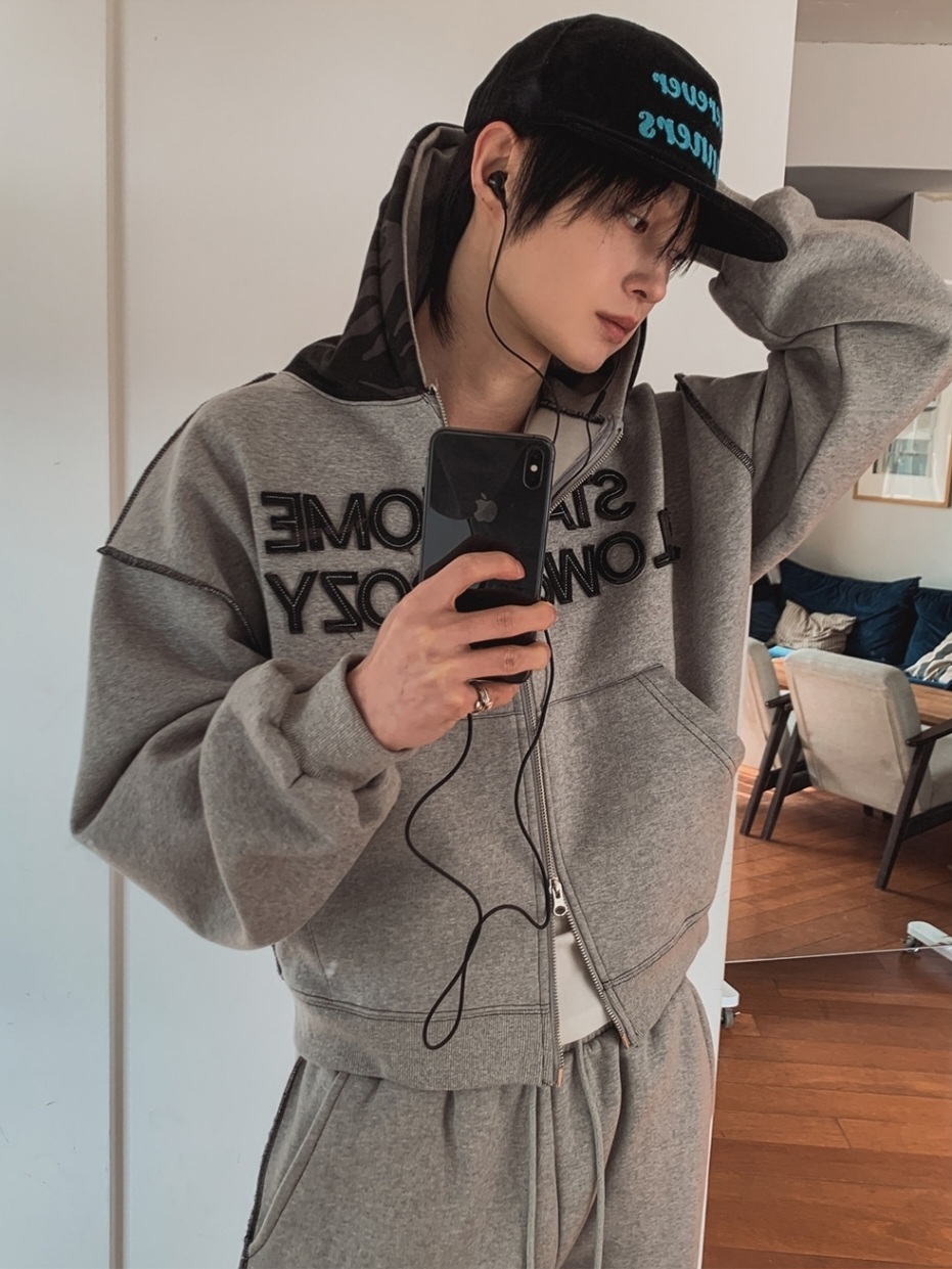 Stay 撞色短款連帽夾克