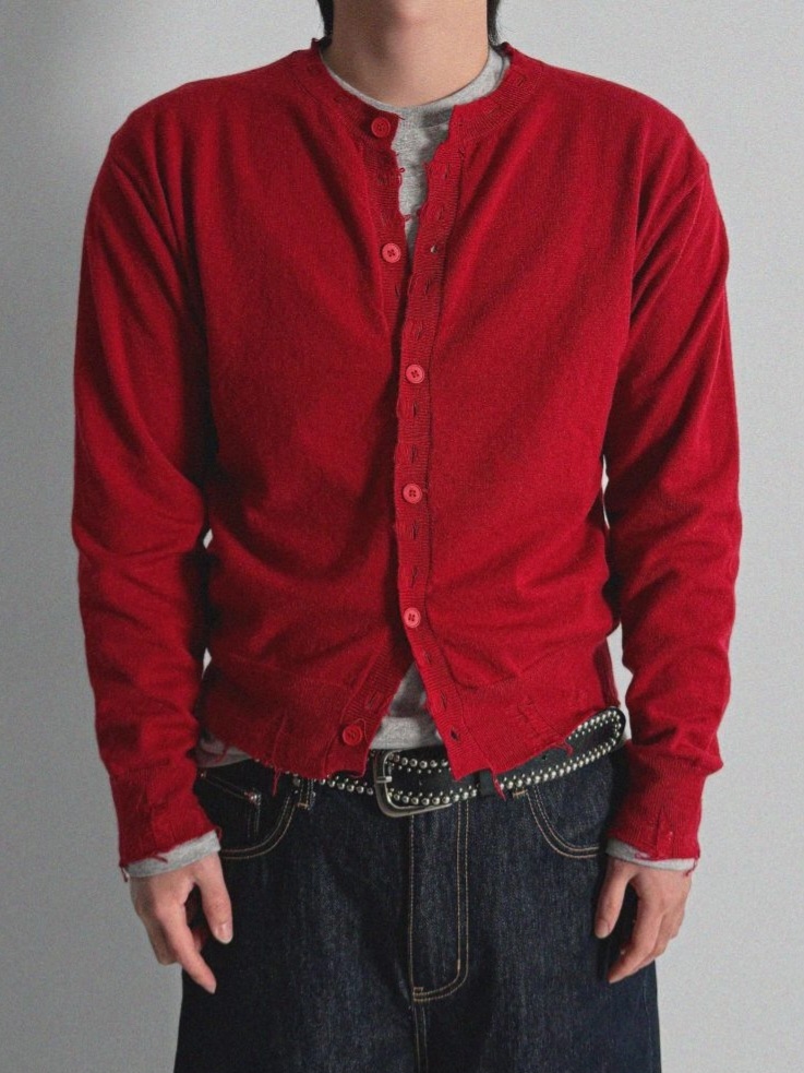 霍莉破損針織開衫