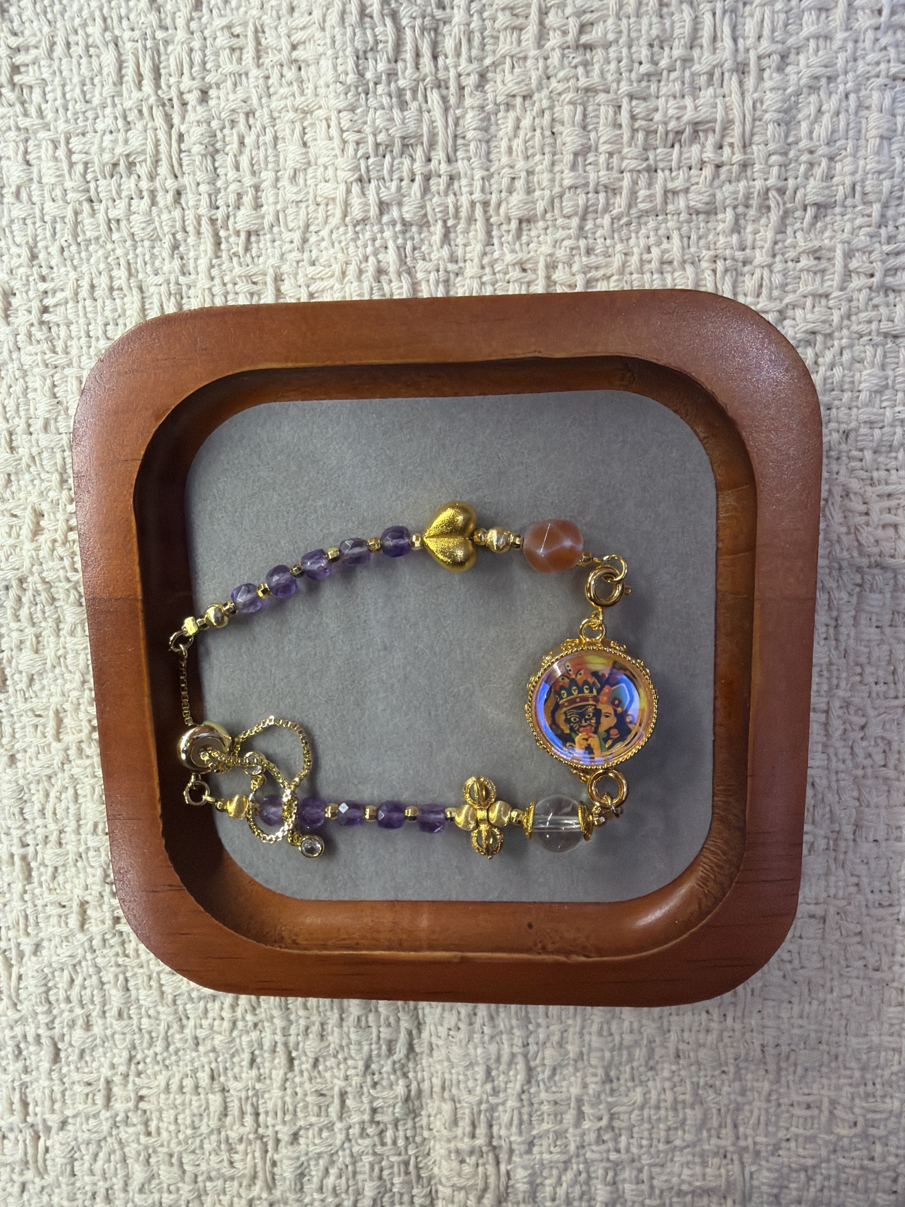 SK55 紮基拉姆前世今生雙面擦擦紫水晶風水手鏈 (D64)