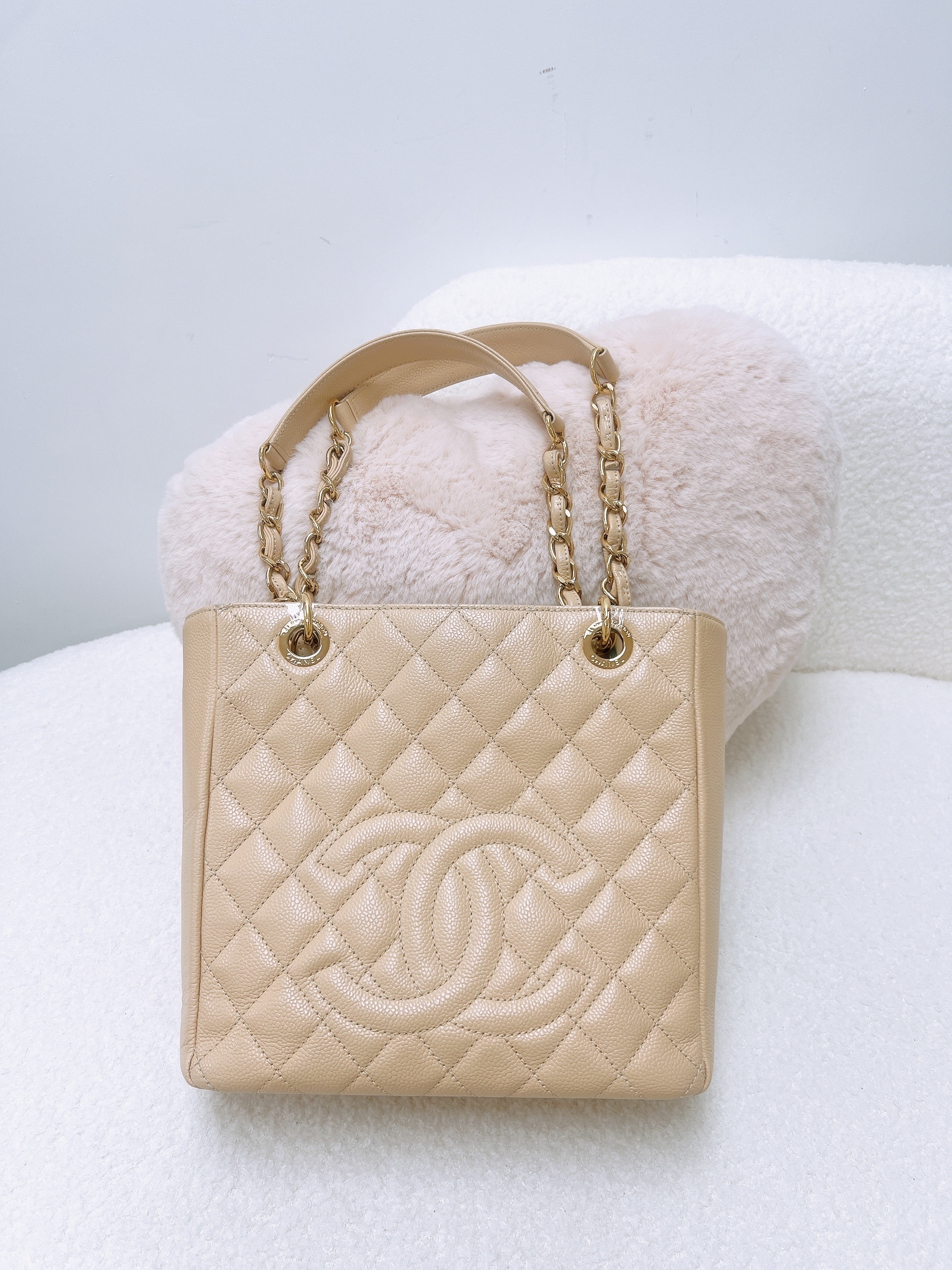 Chanel PST petite shopping tote (beige caviar GHW)