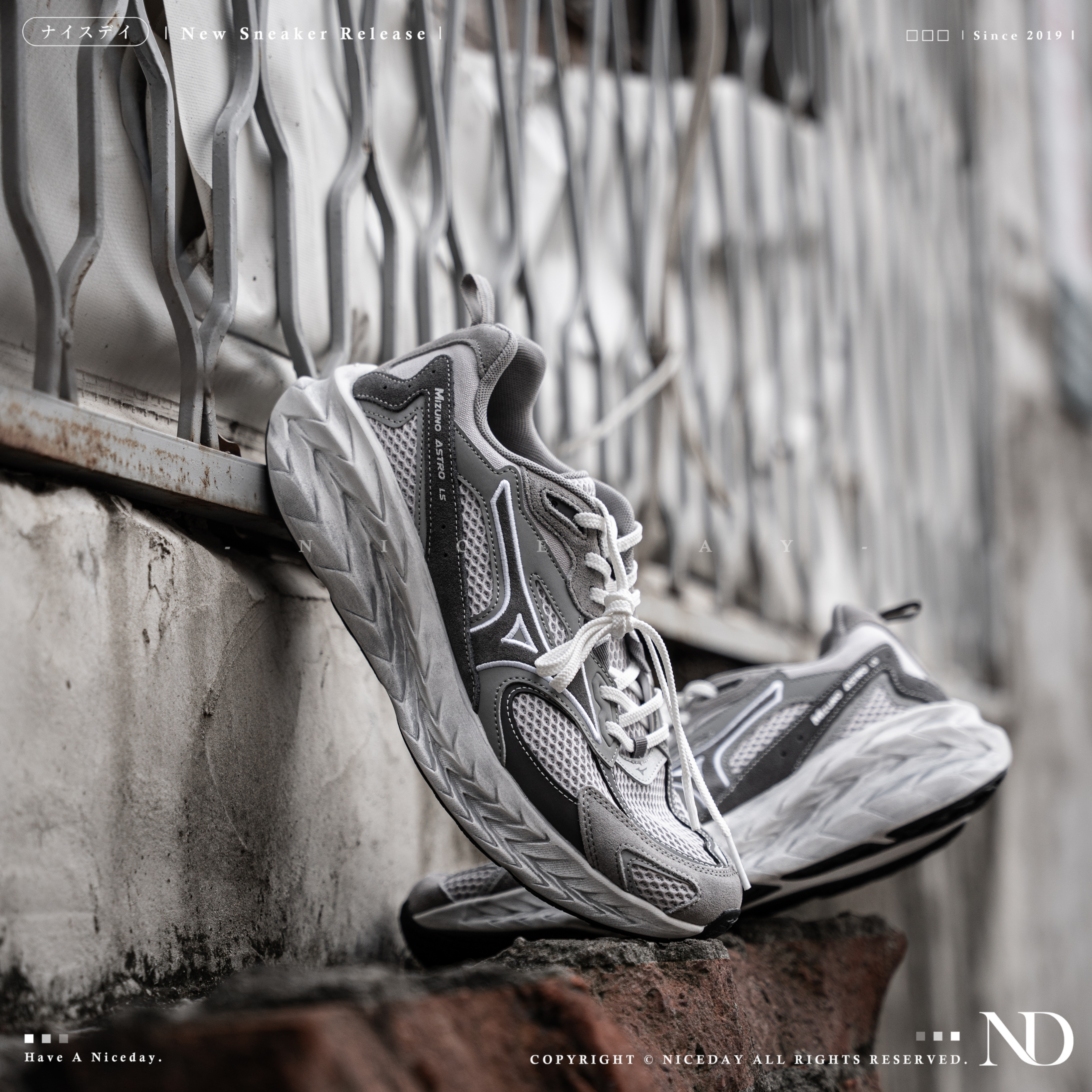 NICEDAY 代購 Mizuno Astro LS 灰 做舊 復古 灰白 慢跑 機能 D1GH252106